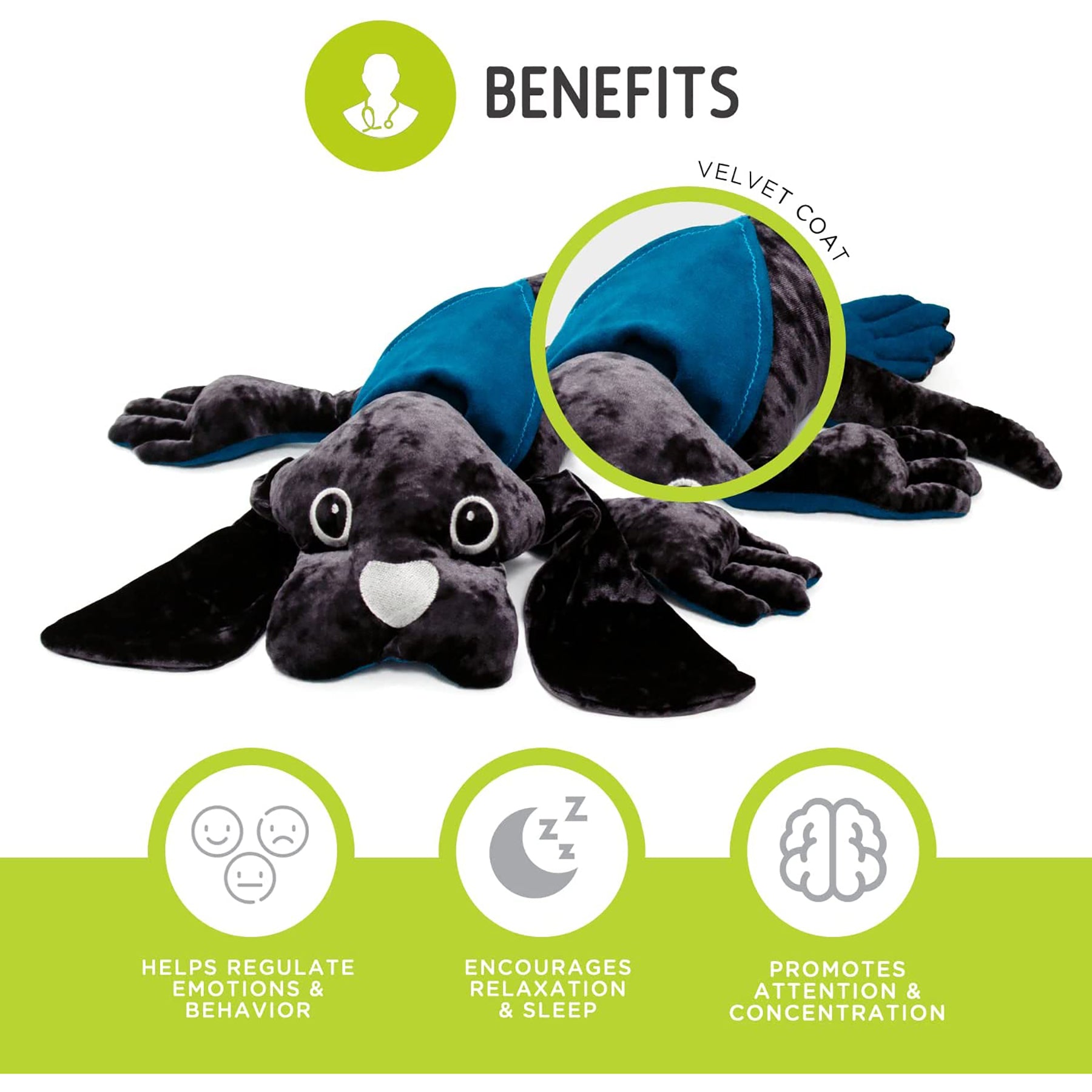 Alternative view of Manimo Velvet-Coated Weighted Therapy Dog, 4.4 lb - Comfort Companion