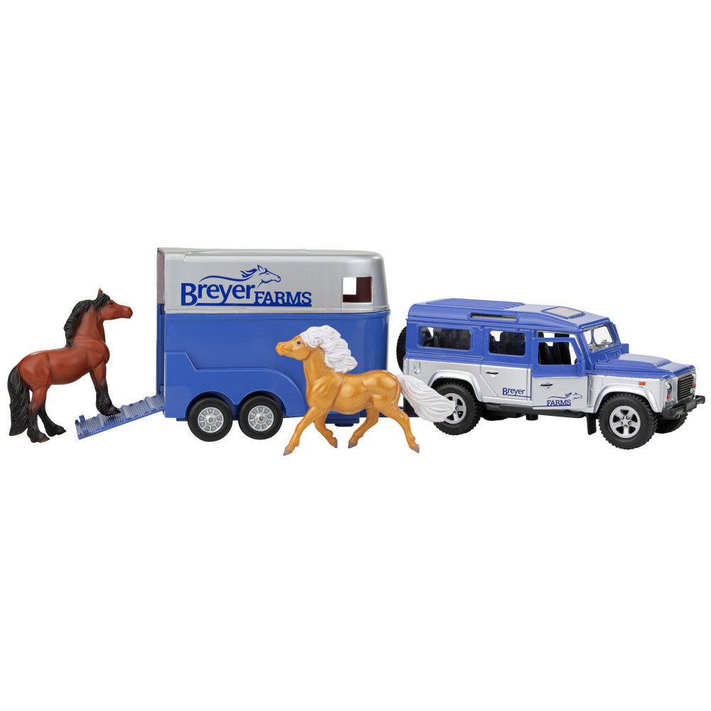 Breyer Farms Land Rover and Trailer Playset with Stablemates Horses