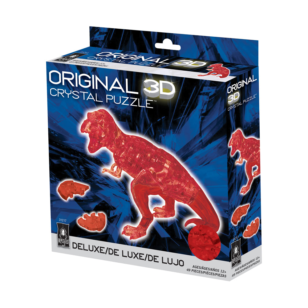 Alternative view of BePuzzled 3D Crystal T-Rex Puzzle - Red, 49 Pieces