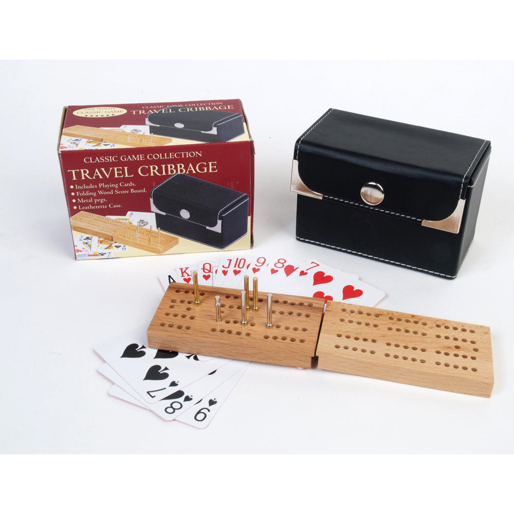 Alternative view of Portable Leatherette Cribbage Board Game Set with Cards