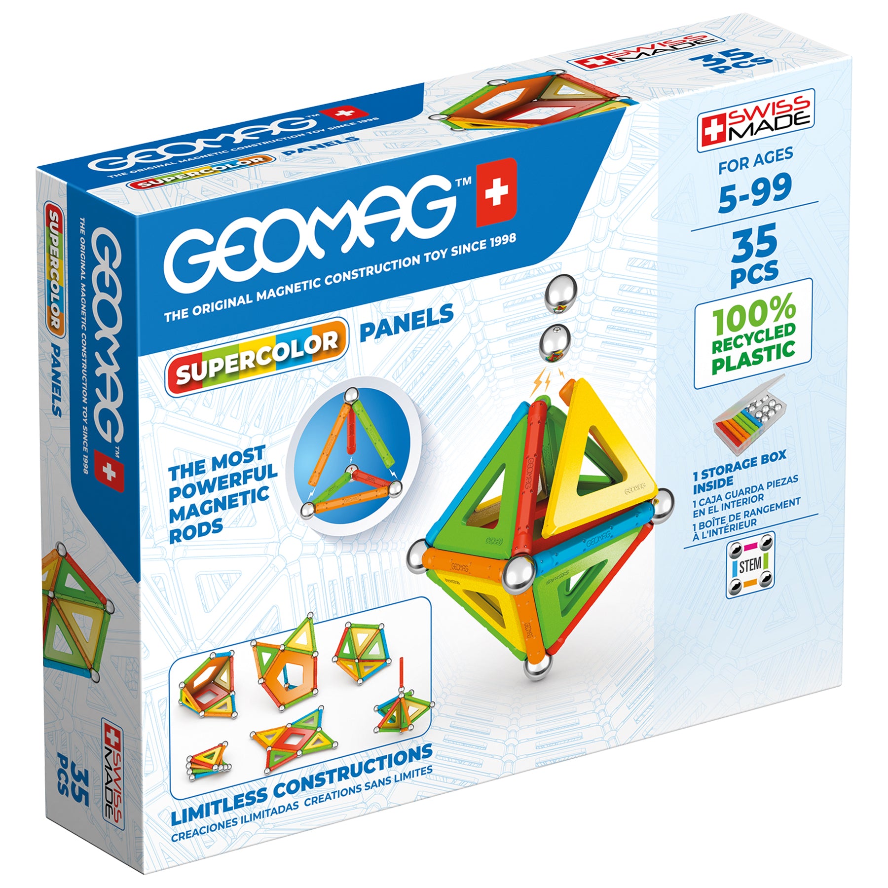 Alternative view of Geomag Supercolor Recycled Magnetic Building Set - 35 Pieces
