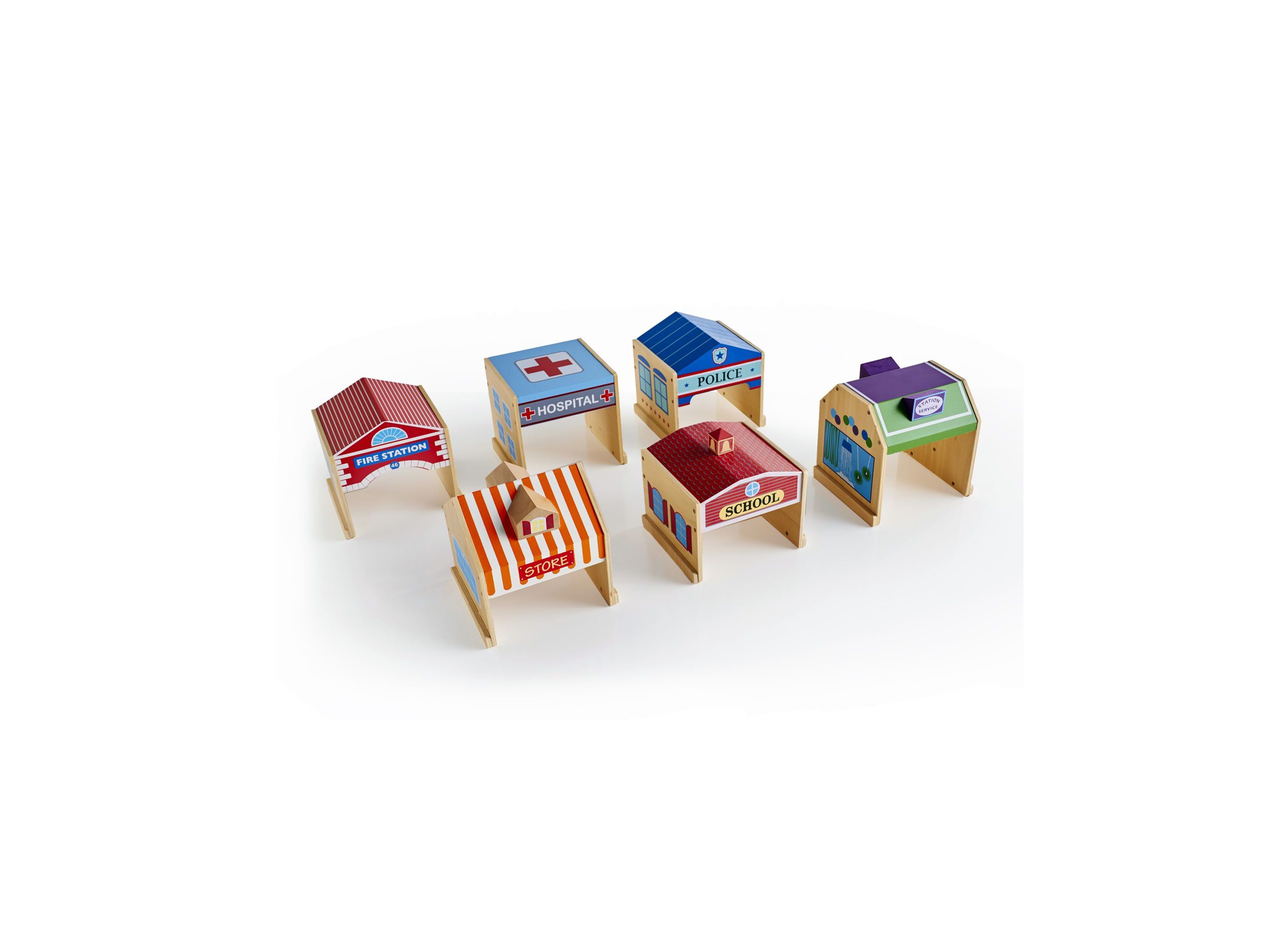 Guidecraft Community Buildings 6-Piece Playset - Plywood - Image 4