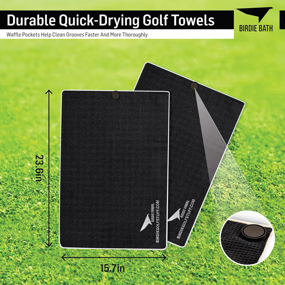 Birdie Golf: Birdie Bath - Black Magnetic Golf Towel with Premium Microfiber - Image 3