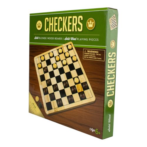 Classic Checkers Natural Wood Board Game - Image 4