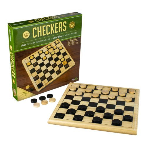 Classic Checkers Natural Wood Board Game - Image 5