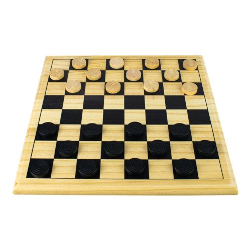 Classic Checkers Natural Wood Board Game - Image 6