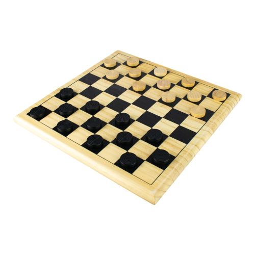 Classic Checkers Natural Wood Board Game - Image 9