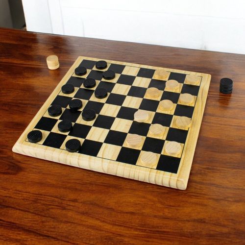 Classic Checkers Natural Wood Board Game - Image 11