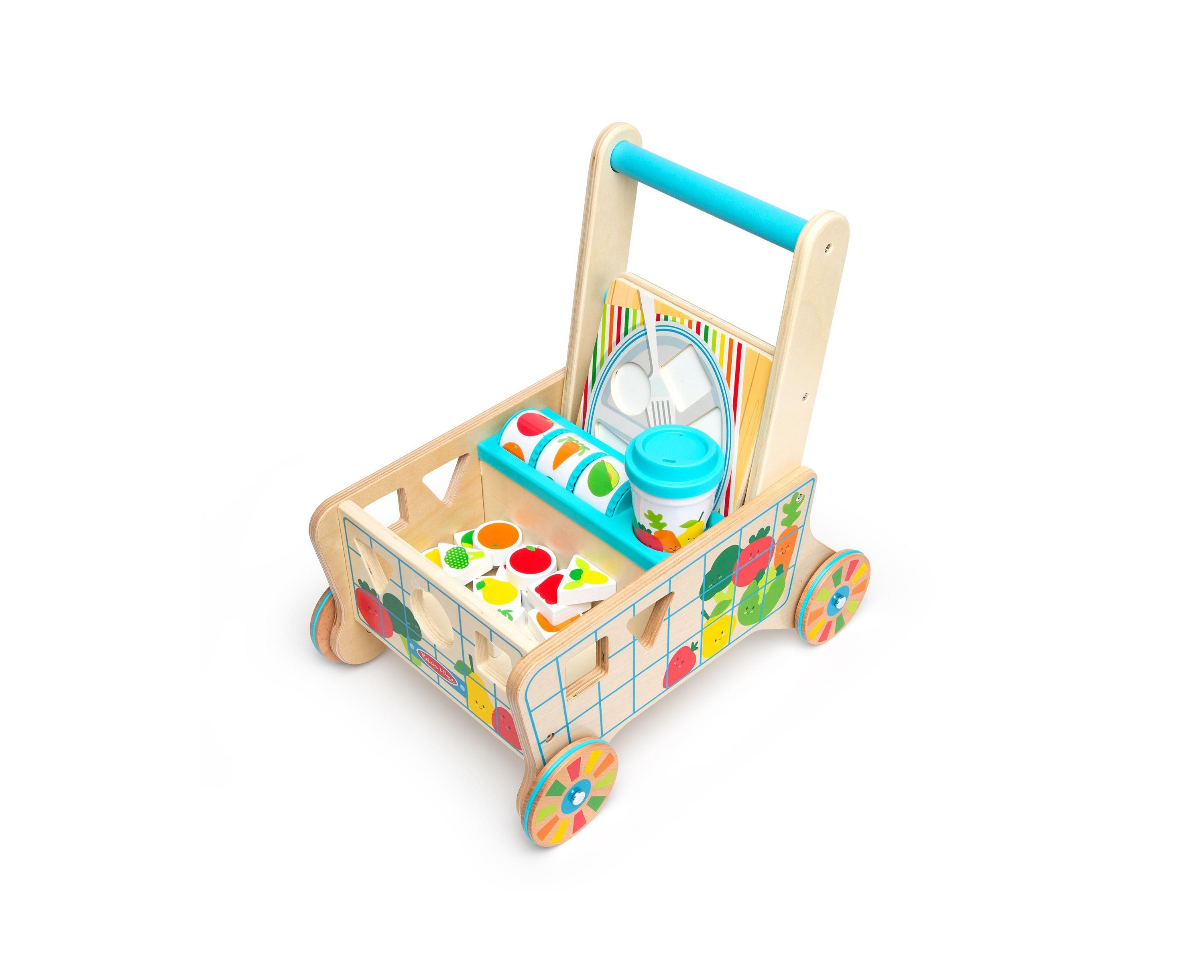 Alternative view of Melissa & Doug Wooden Grocery Cart & Shape Sorting Puzzle Toy