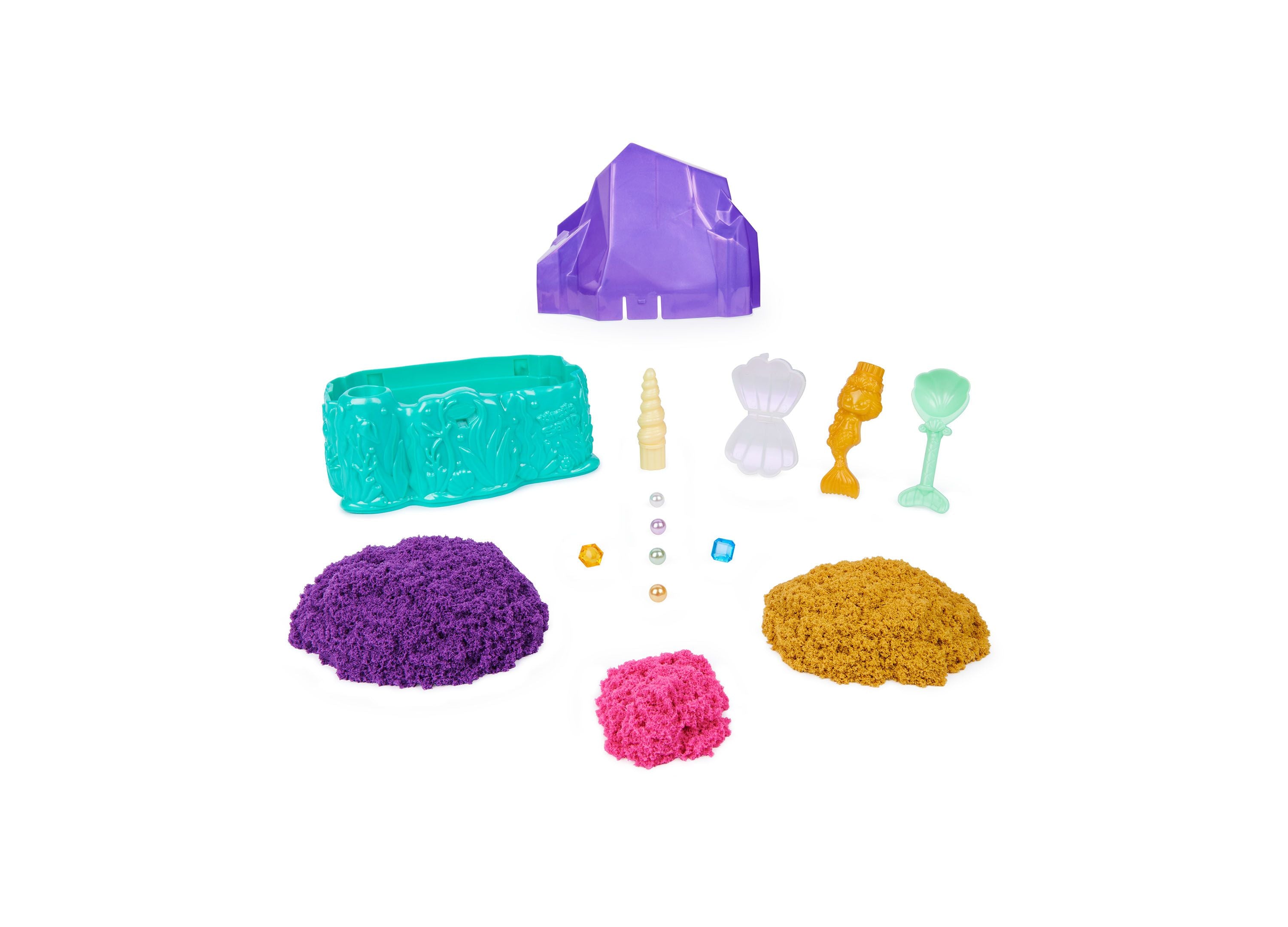Kinetic Sand Mermaid Crystal Playset with Shimmer Gold Sand and Storage Tools - Image 3