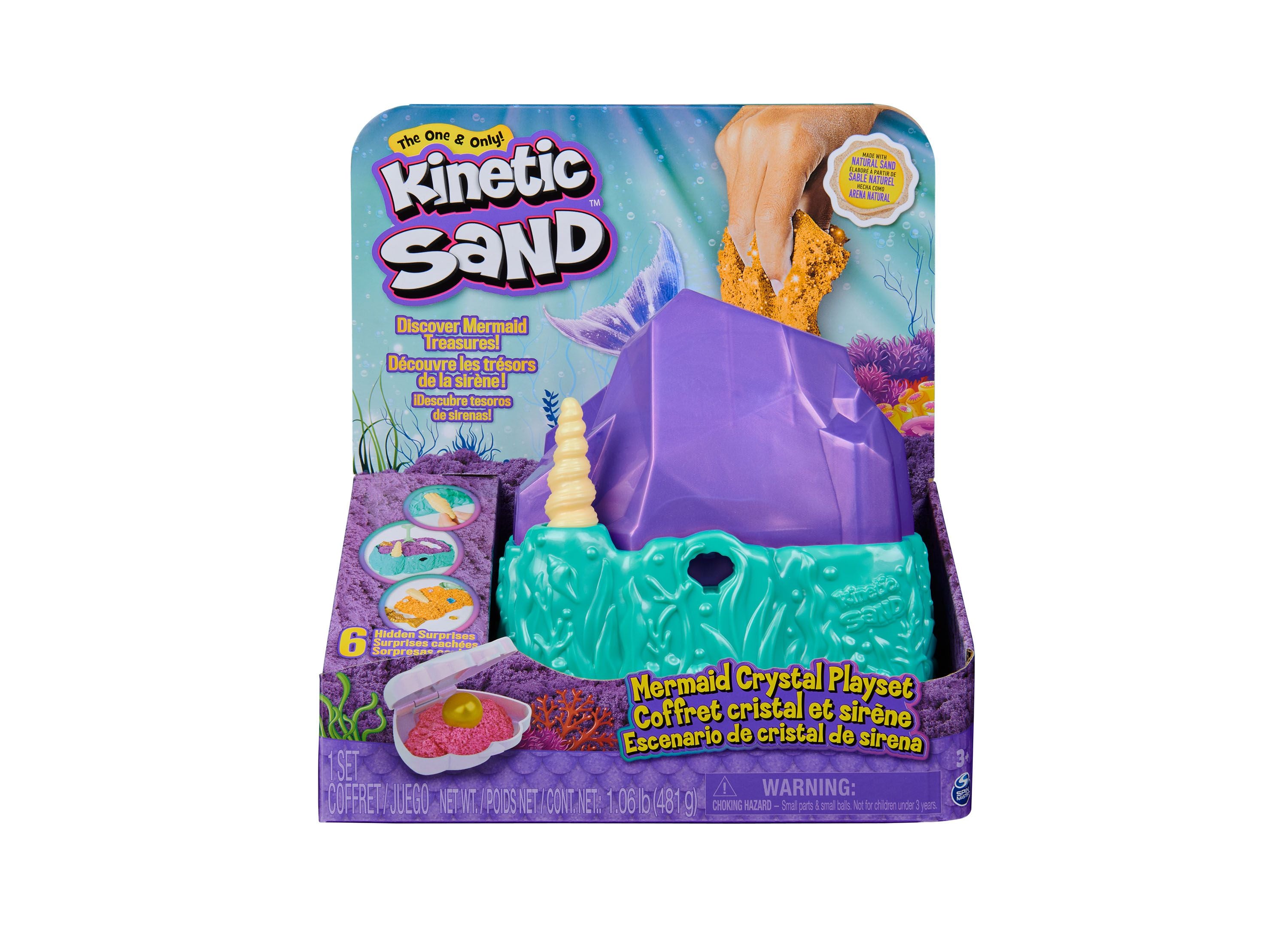 Kinetic Sand Mermaid Crystal Playset with Shimmer Gold Sand and Storage Tools - Image 6