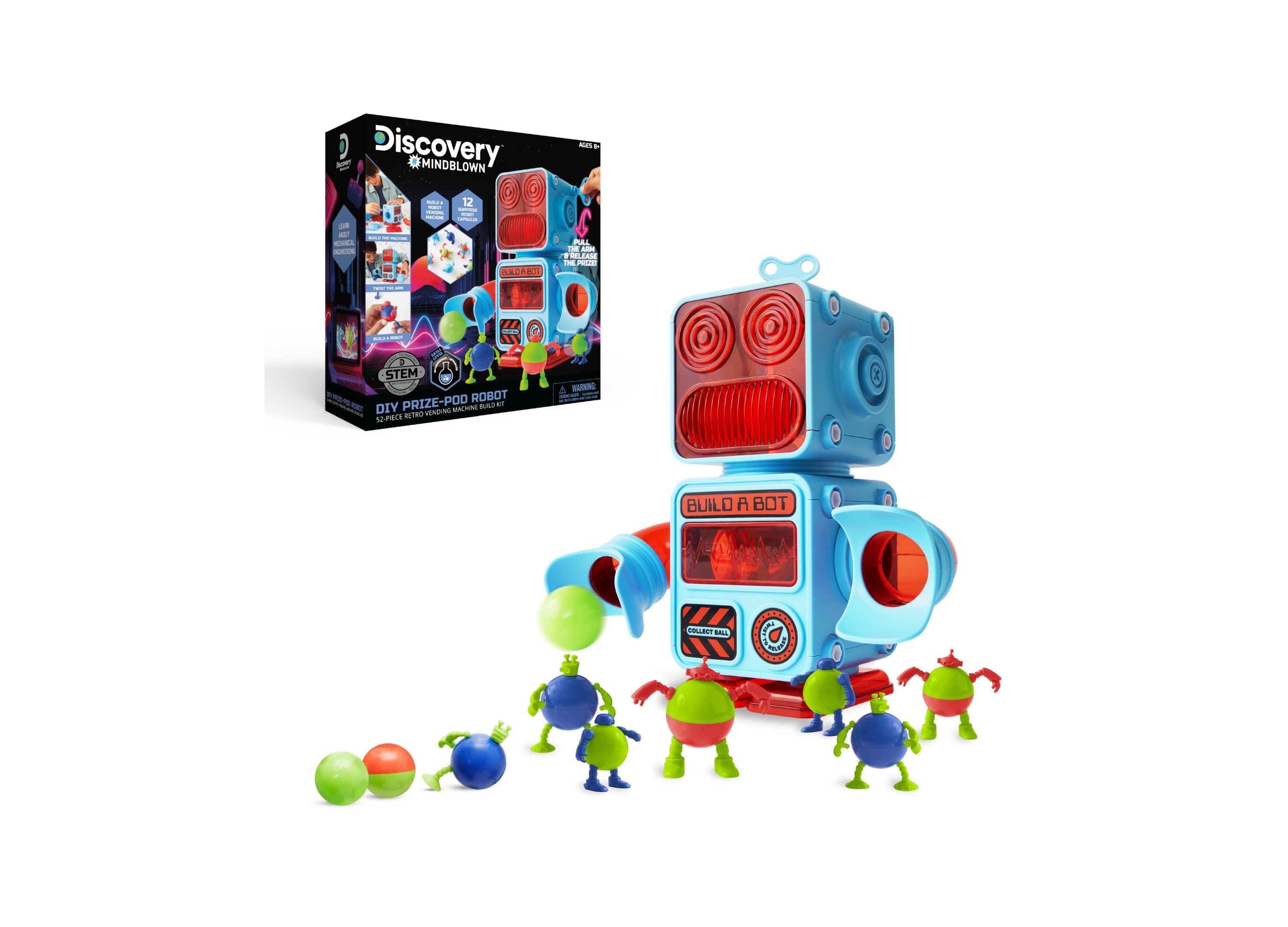 Discovery #MINDBLOWN STEM DIY Robot Retro Vending Machine Build Kit - 52-Piece Set