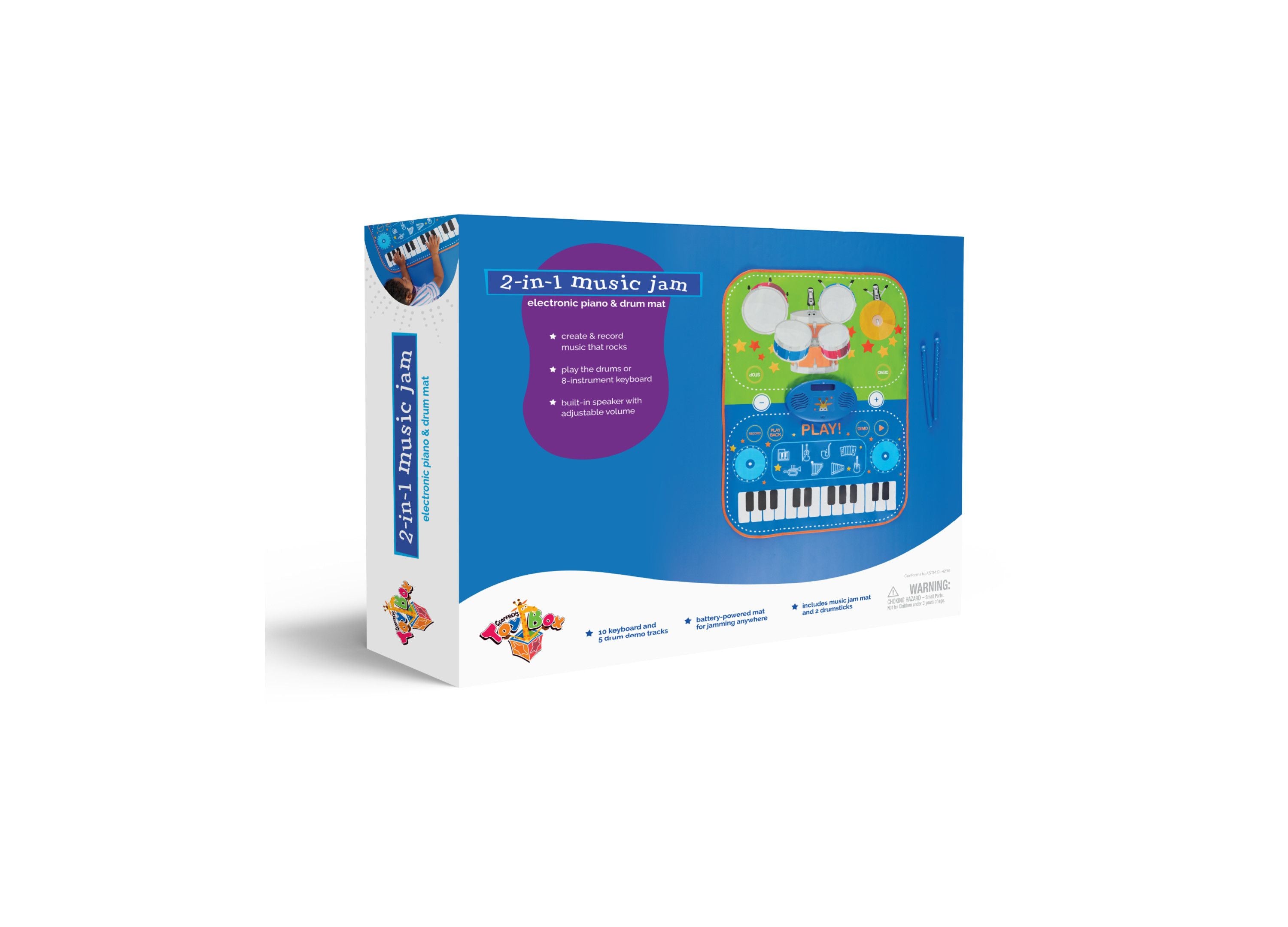 Geoffrey's Toy Box 2-in-1 Electronic Piano and Drum Mat, 3-Piece Set - Image 3