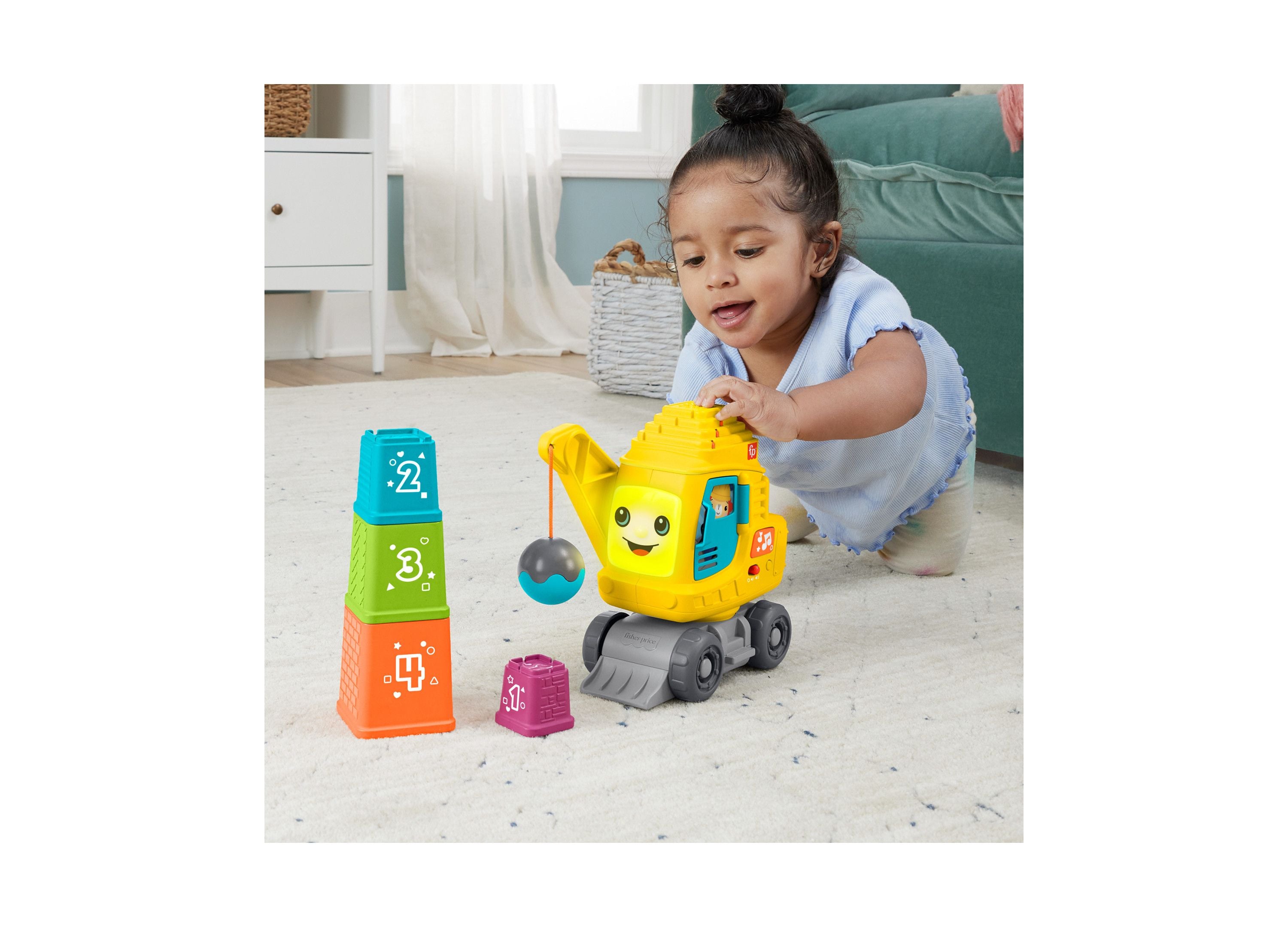 Fisher-Price Count and Stack Crane Learning Toy with Light-Up Blocks - Image 3