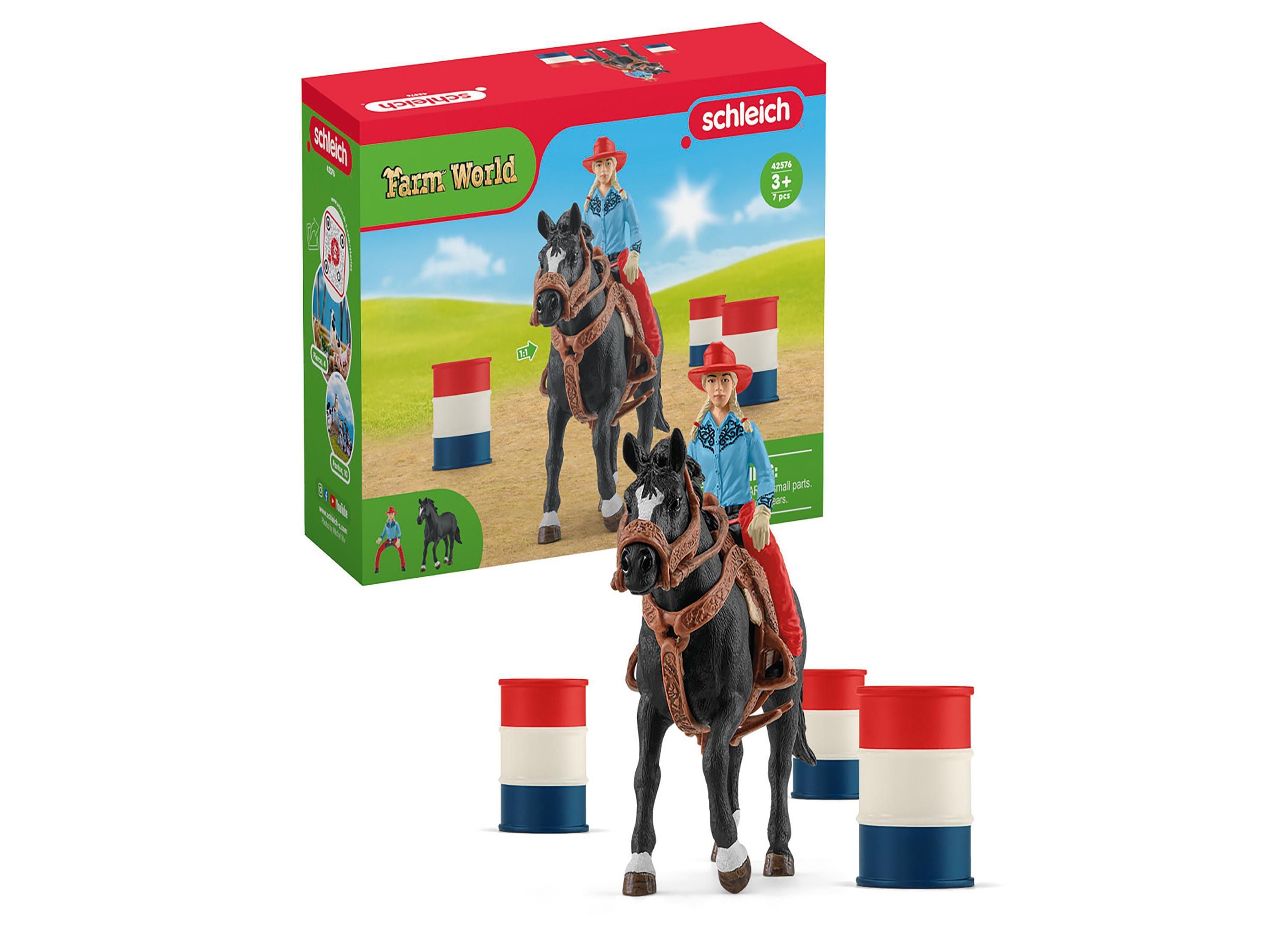 Alternative view of Schleich Farm World Cowgirl Barrel Racing Playset - 7 Piece Set