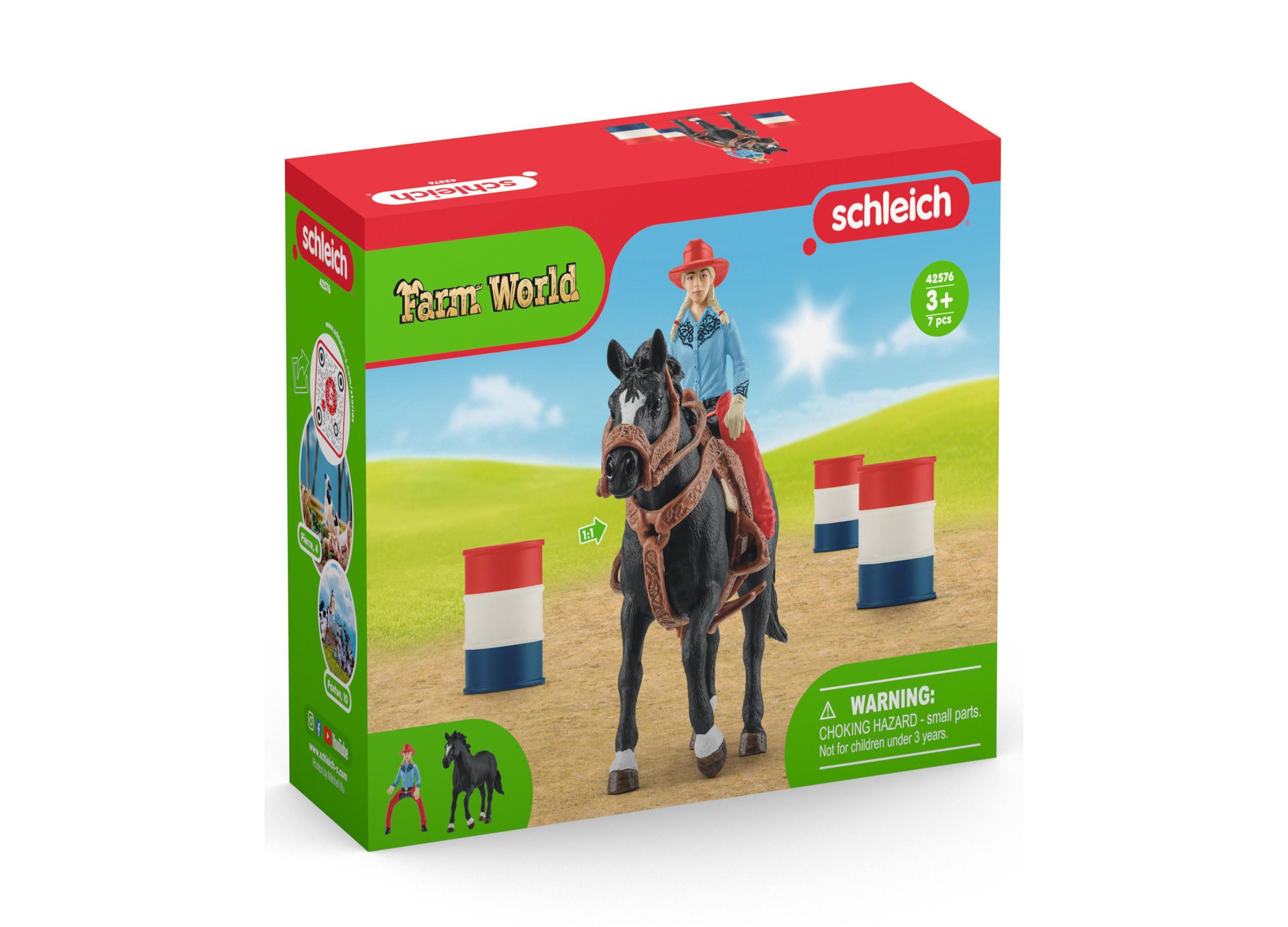 Schleich Farm World Cowgirl Barrel Racing Playset - 7 Piece Set - Image 5