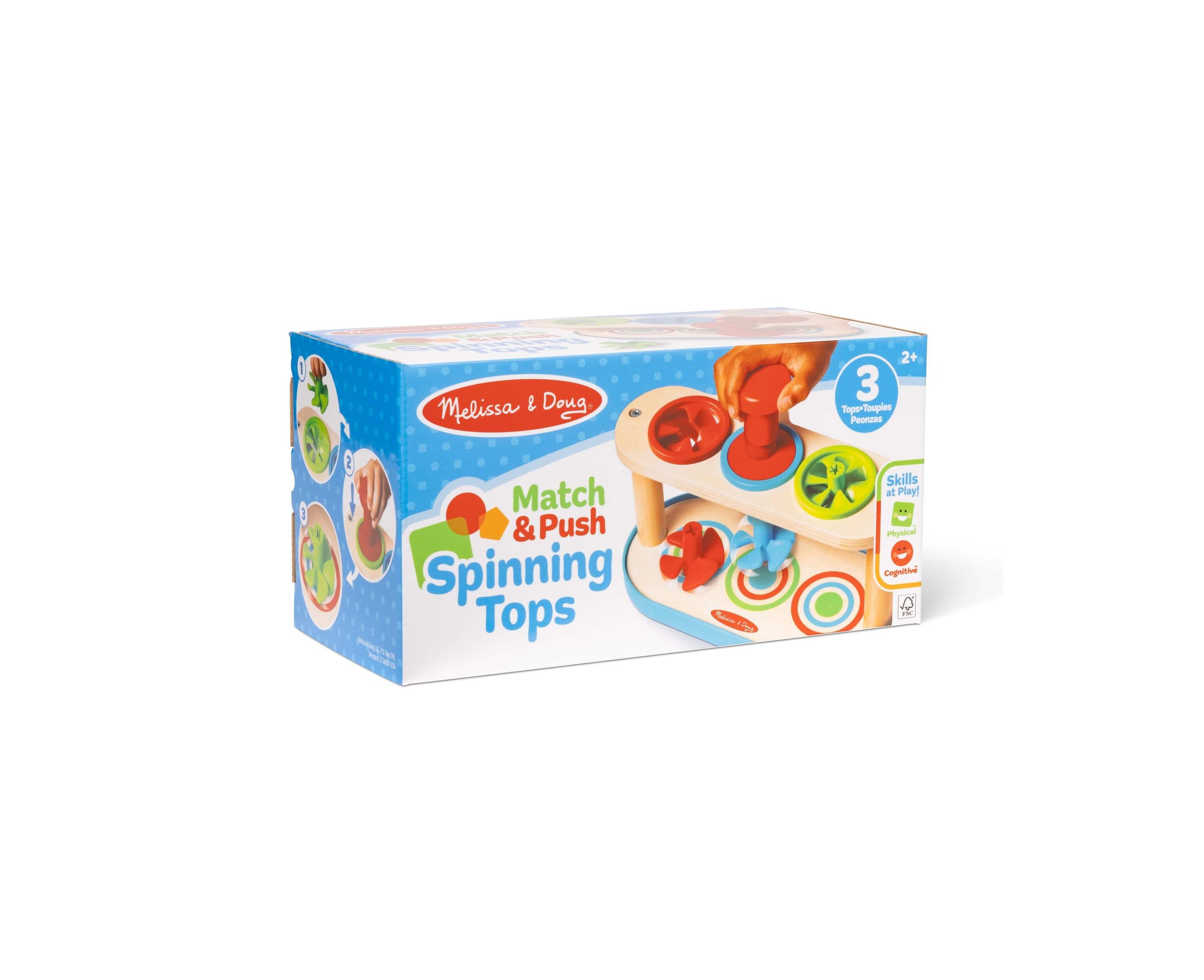 Melissa & Doug Match & Push Spinning Tops - Colorful Learning Toy - Image 3
