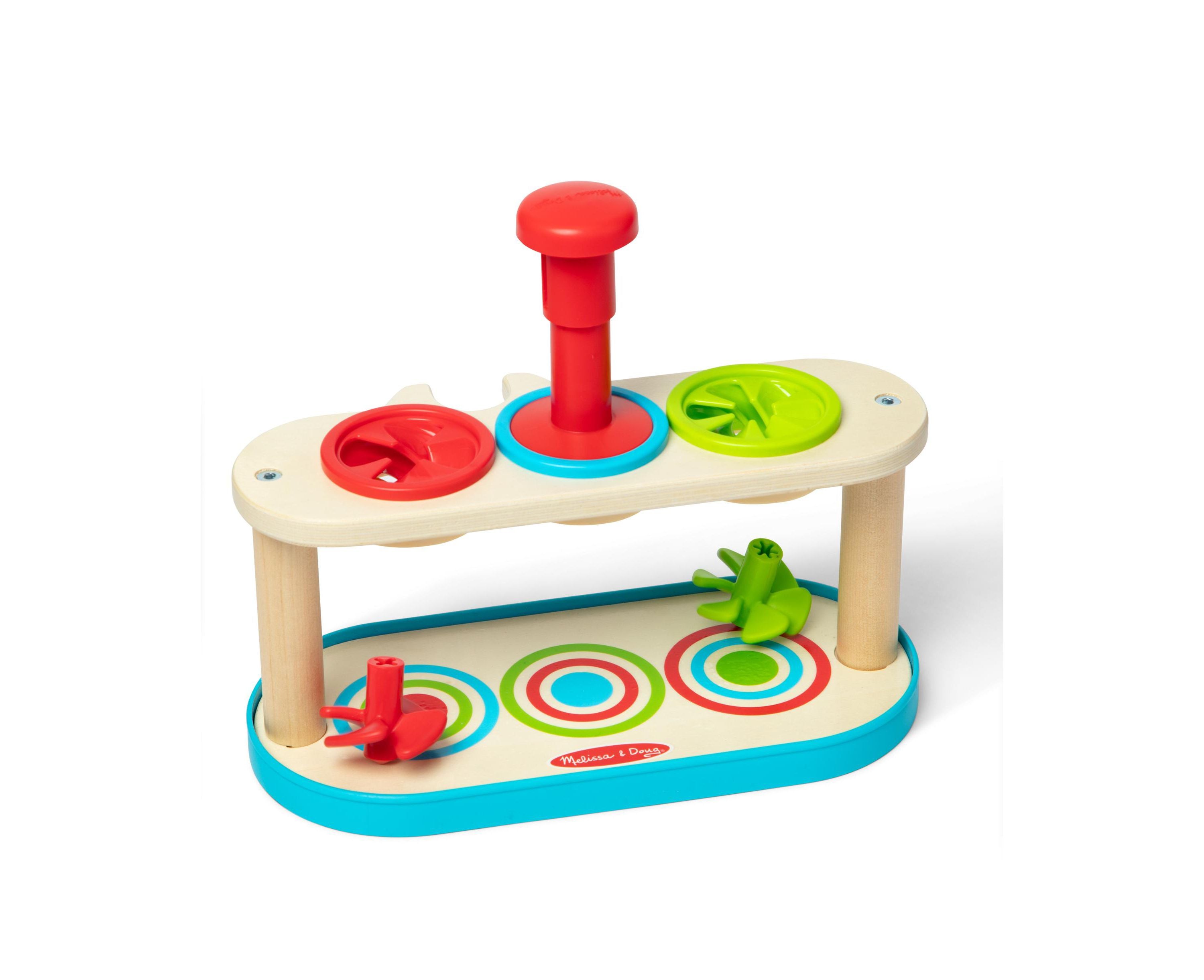 Melissa & Doug Match & Push Spinning Tops - Colorful Learning Toy - Image 2