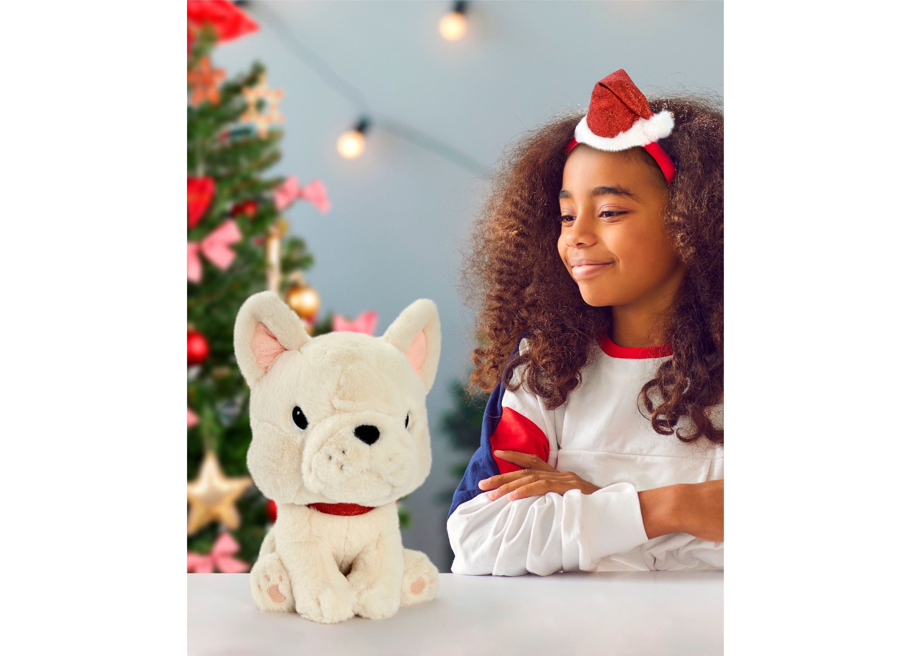 Geoffrey's Toy Box 10 inch French Bulldog Plush with Christmas Hat - Image 5