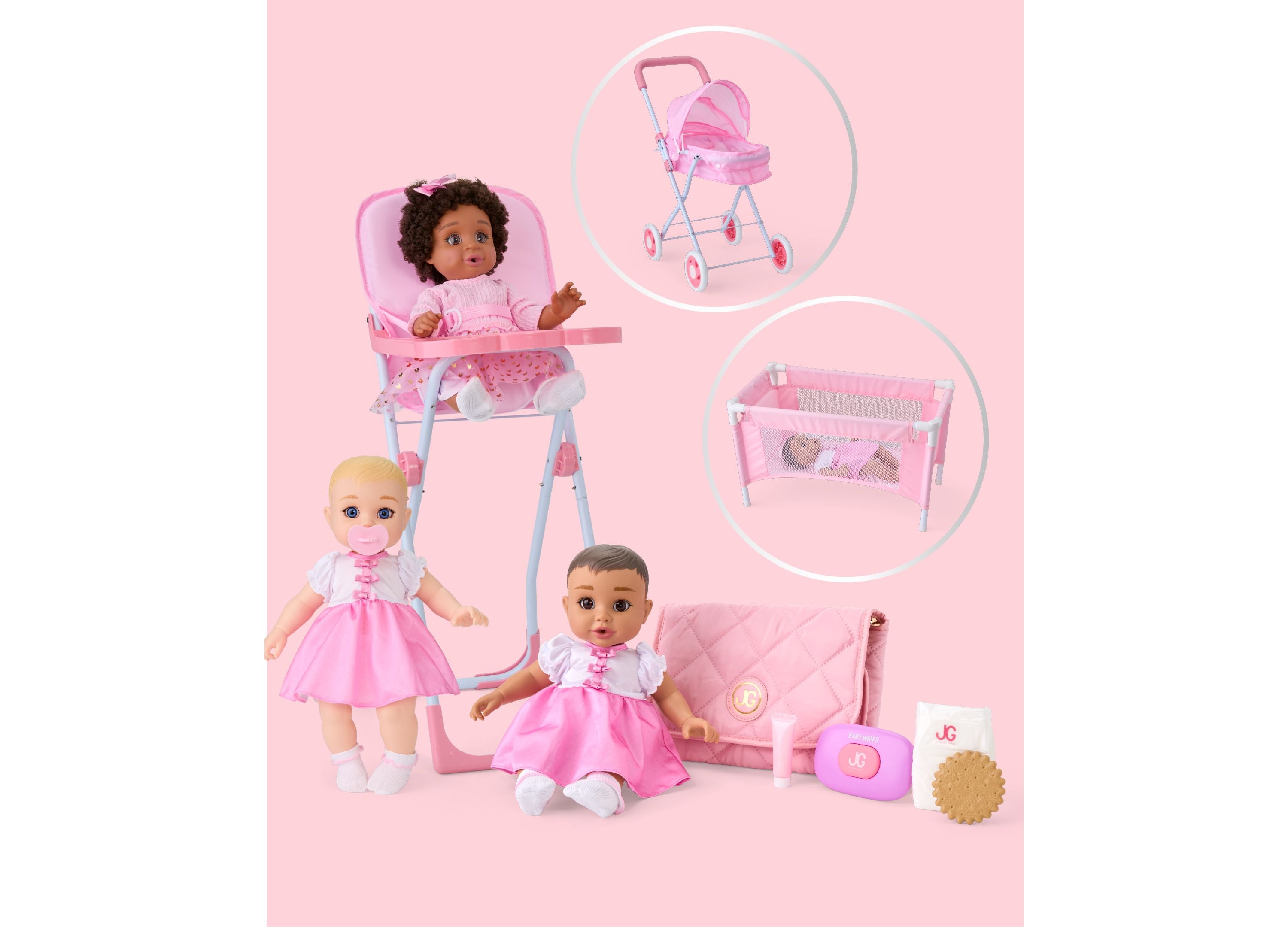 Journey Girls Quilted Designer-Inspired Doll Diaper Bag Playset - Image 5