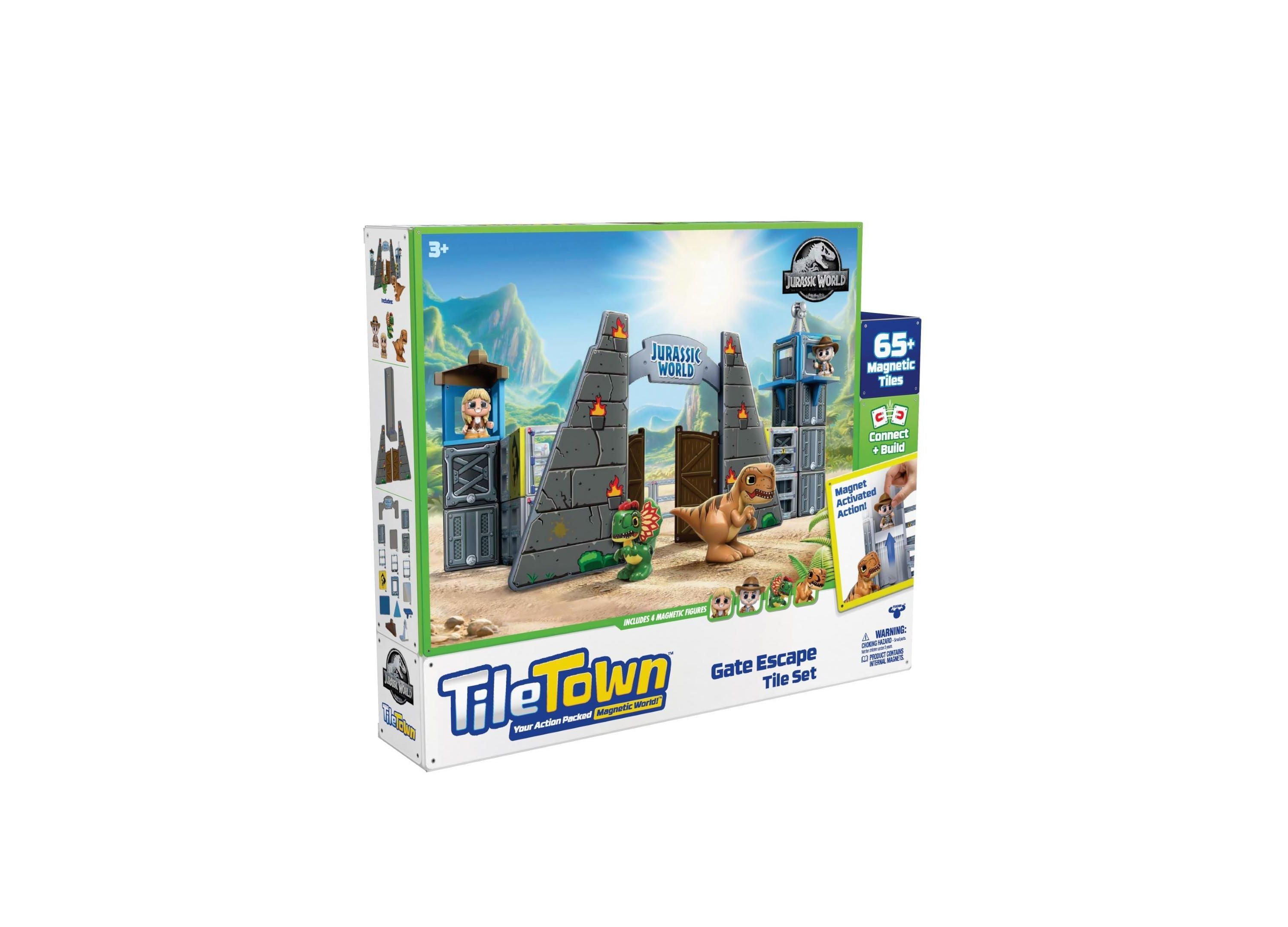 Tile Town Jurassic World Dino Escape Magnetic Tiles Playset, 69 Piece - Image 4