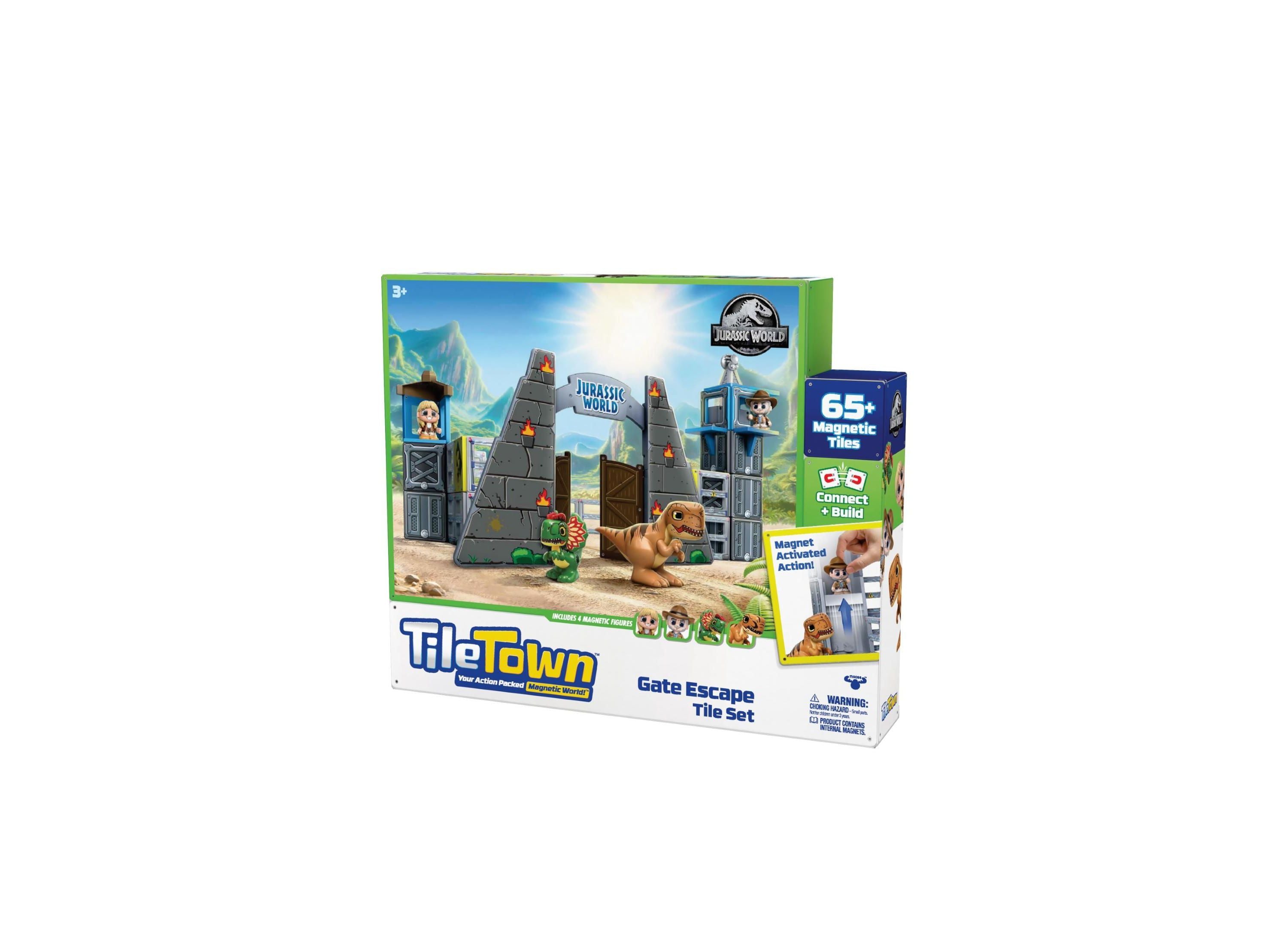 Tile Town Jurassic World Dino Escape Magnetic Tiles Playset, 69 Piece - Image 8