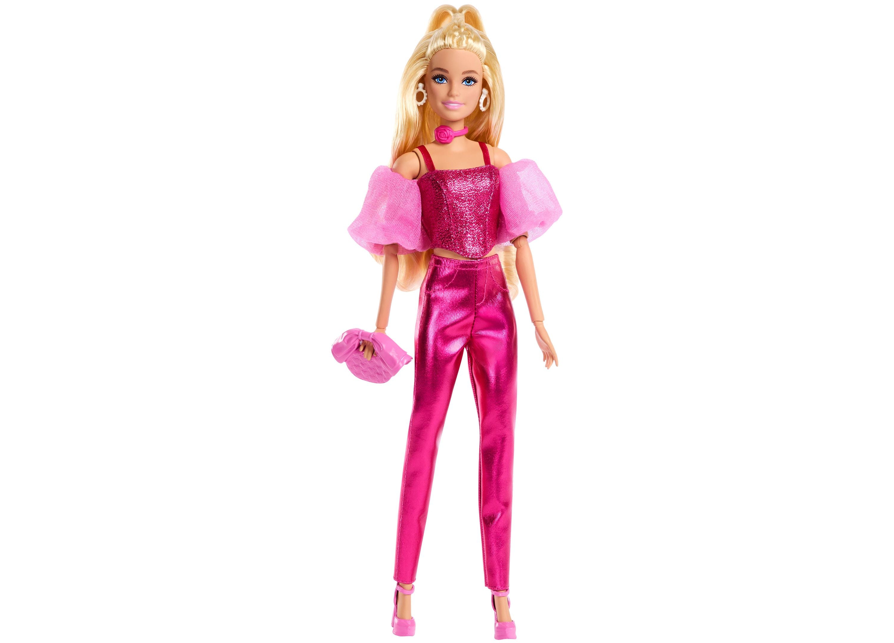 Barbie Deluxe Style Fashion Doll 5 in Metallic Pink Outfit with Corset Top and Accessories