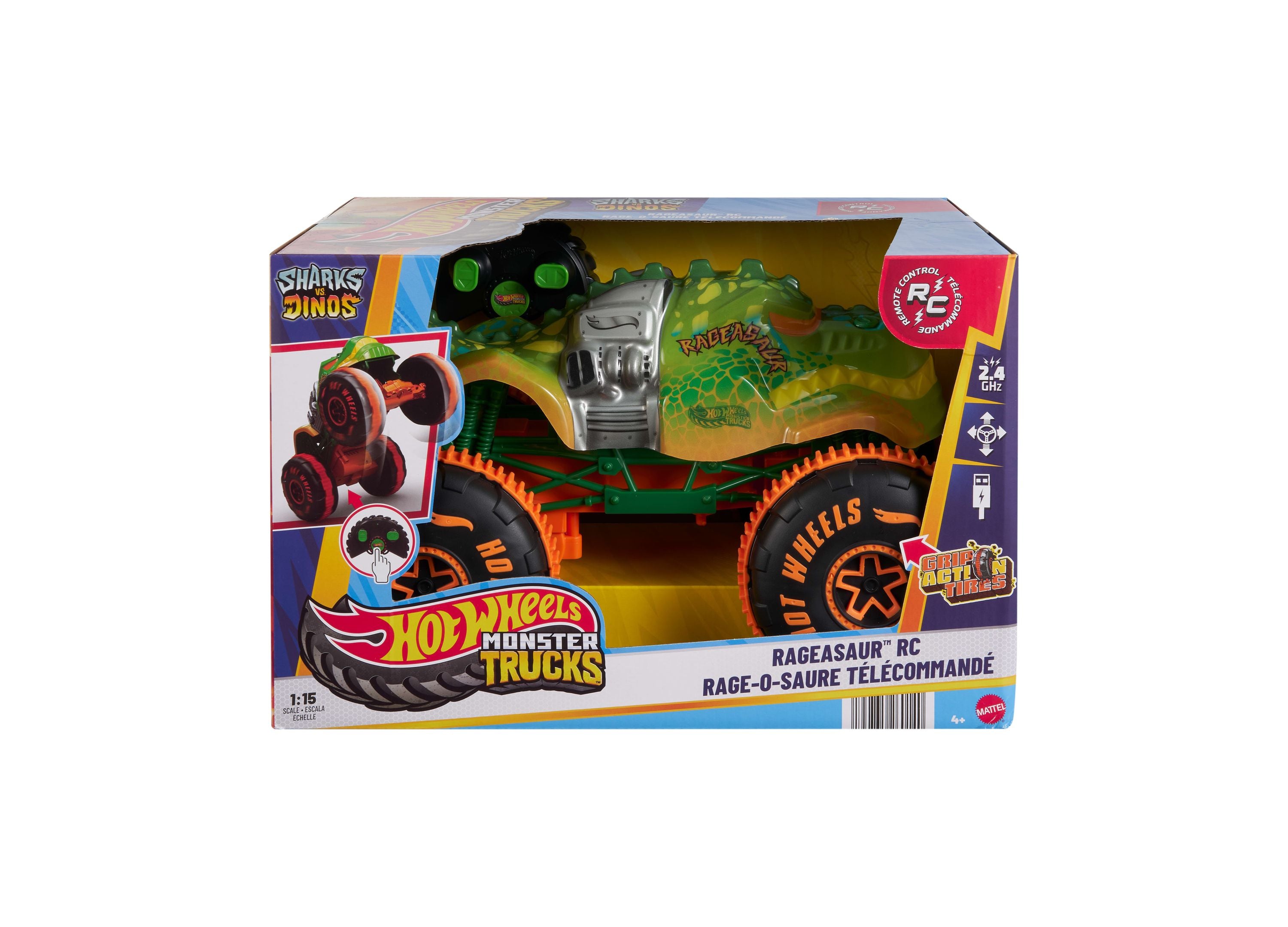 Hot Wheels Monster Trucks RC Rageasaur - Remote Control Toy Truck - Image 4