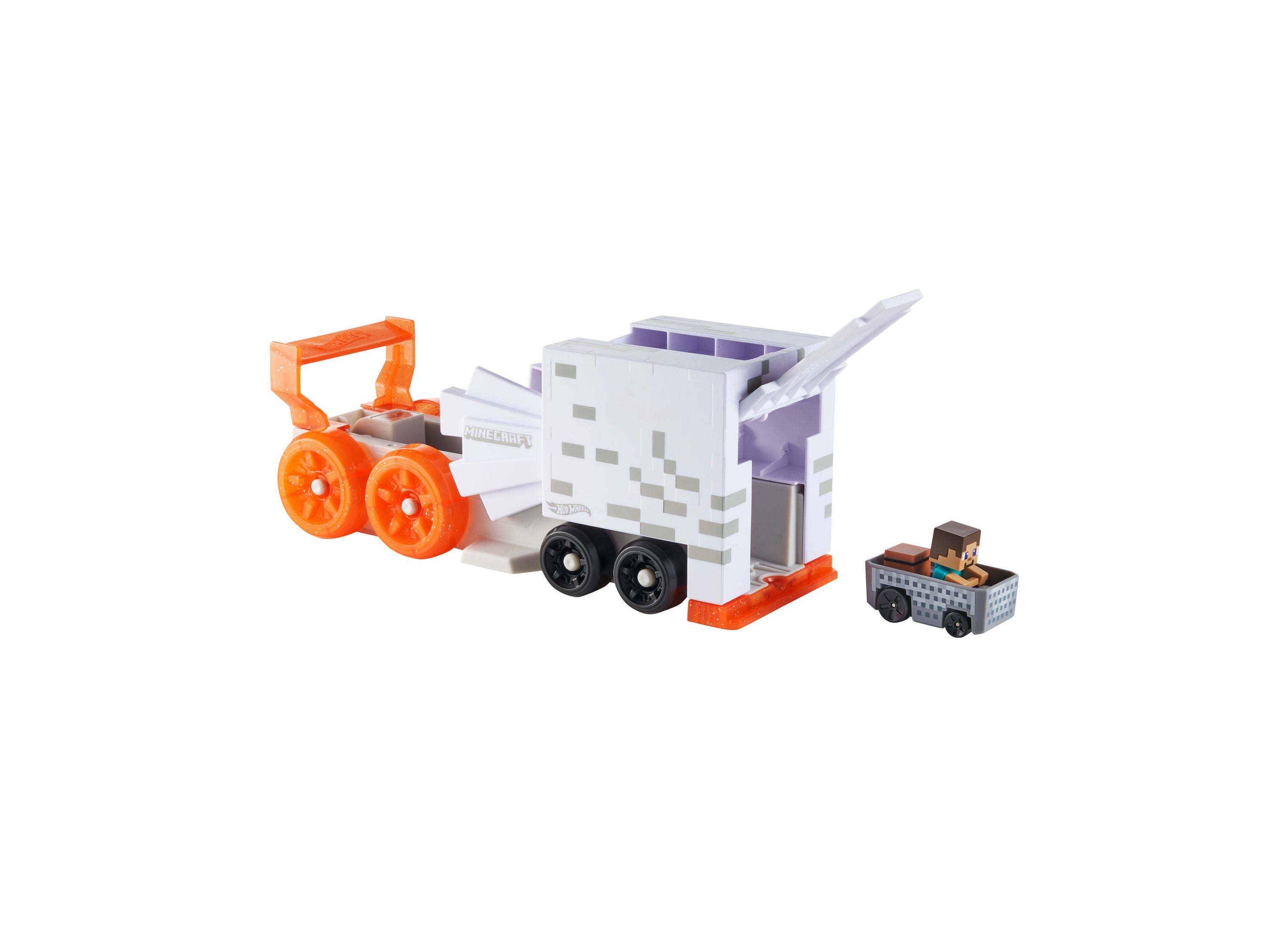 Alternative view of Hot Wheels RacerVerse Character Launcher with Spider-Man and Minecraft Toy Car