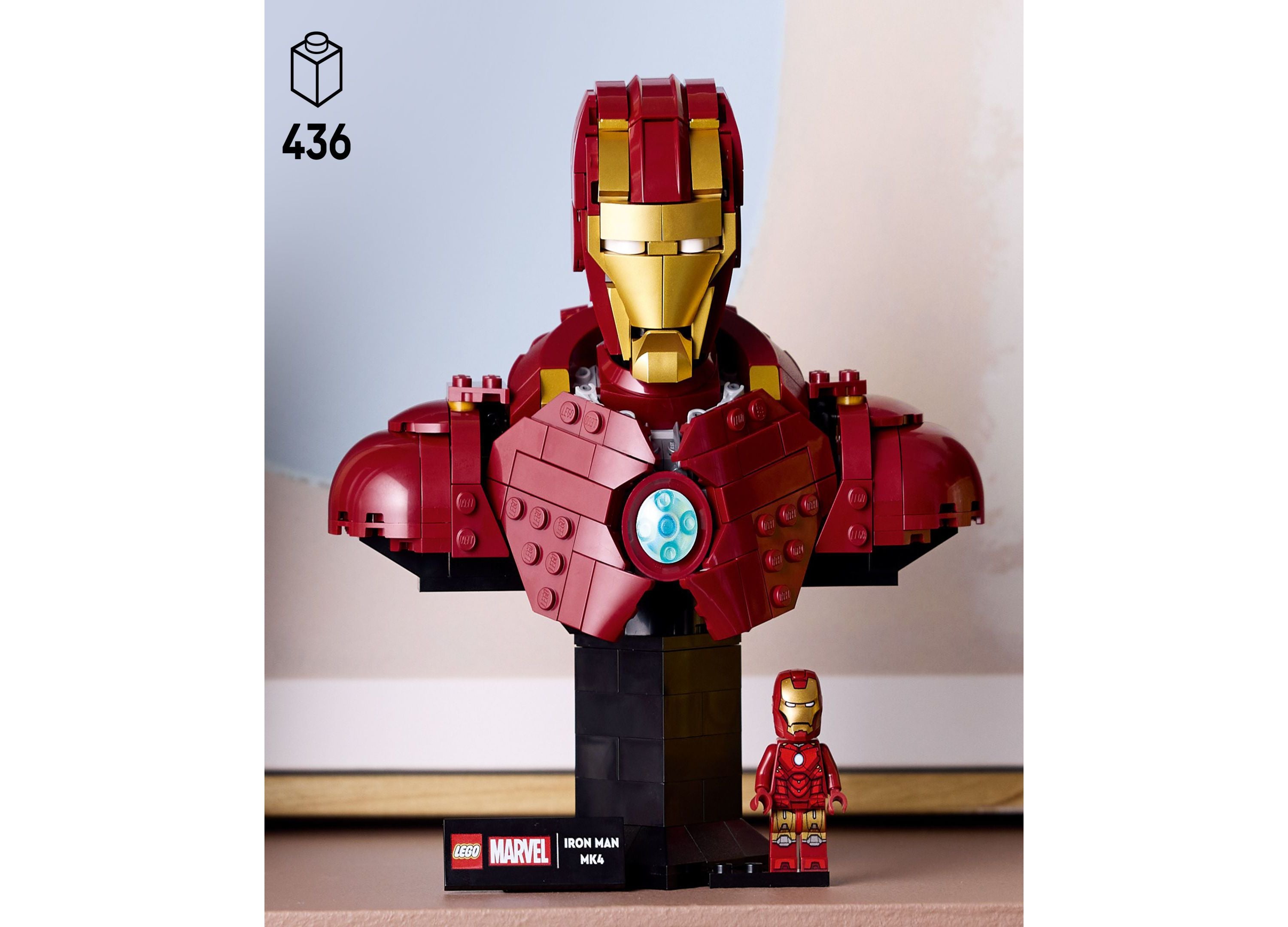 LEGO Marvel Iron Man MK4 Armor Bust Display Set - 436 Pieces - Image 5