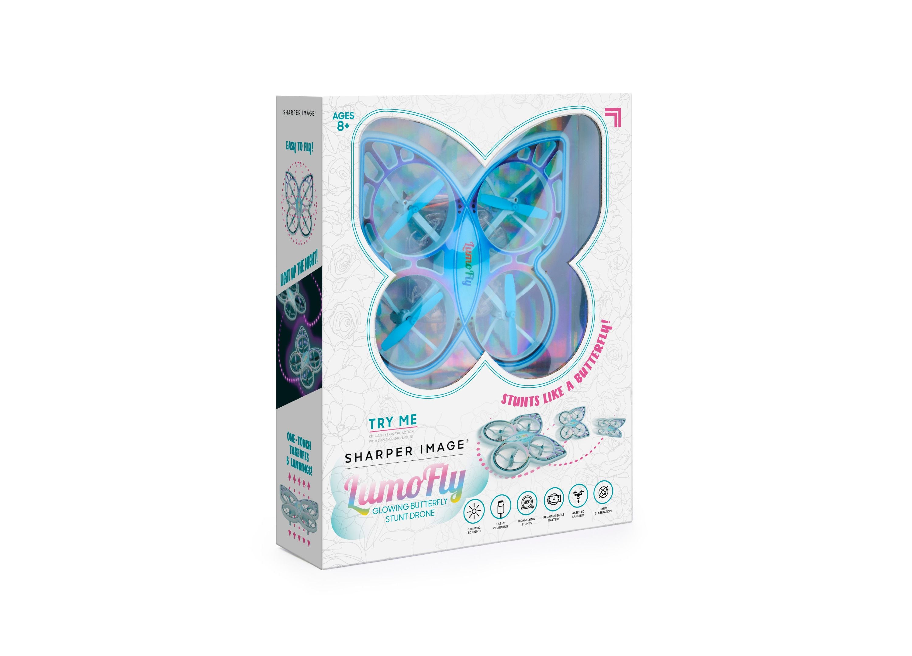Alternative view of Sharper Image Remote Control Lumofly Butterfly Stunt Drone