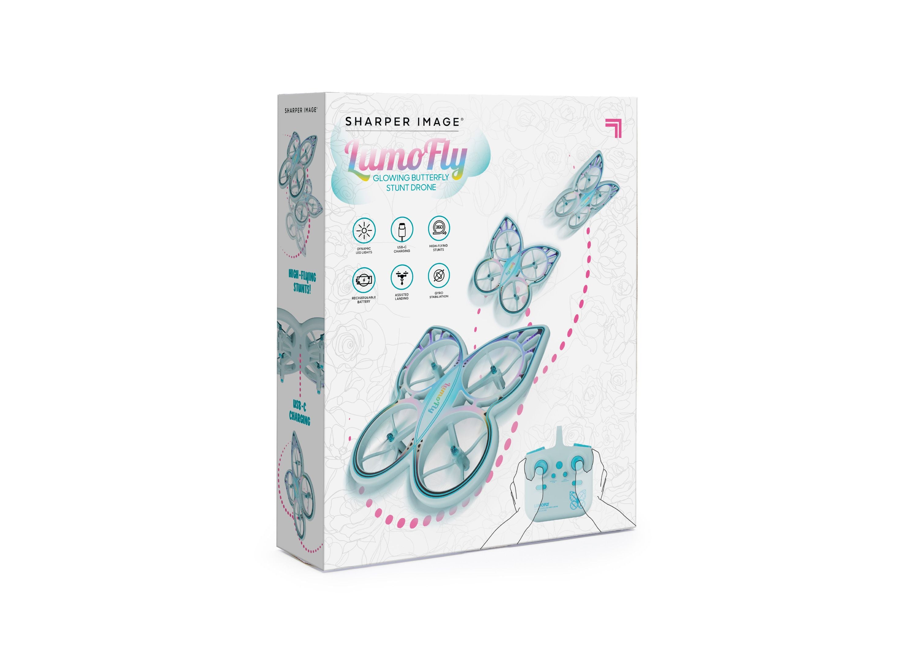 Sharper Image Remote Control Lumofly Butterfly Stunt Drone - Image 4