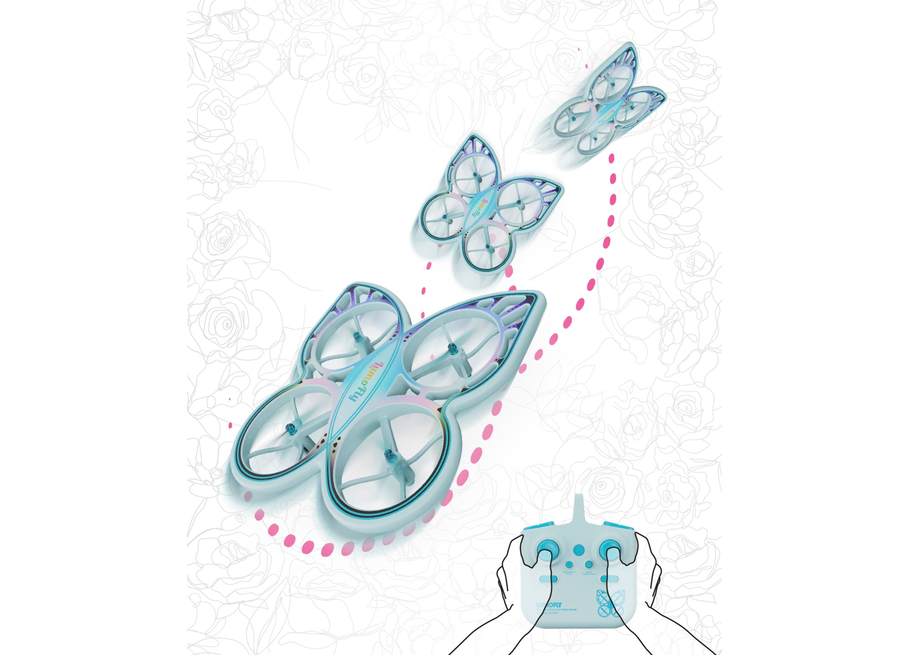 Sharper Image Remote Control Lumofly Butterfly Stunt Drone - Image 5
