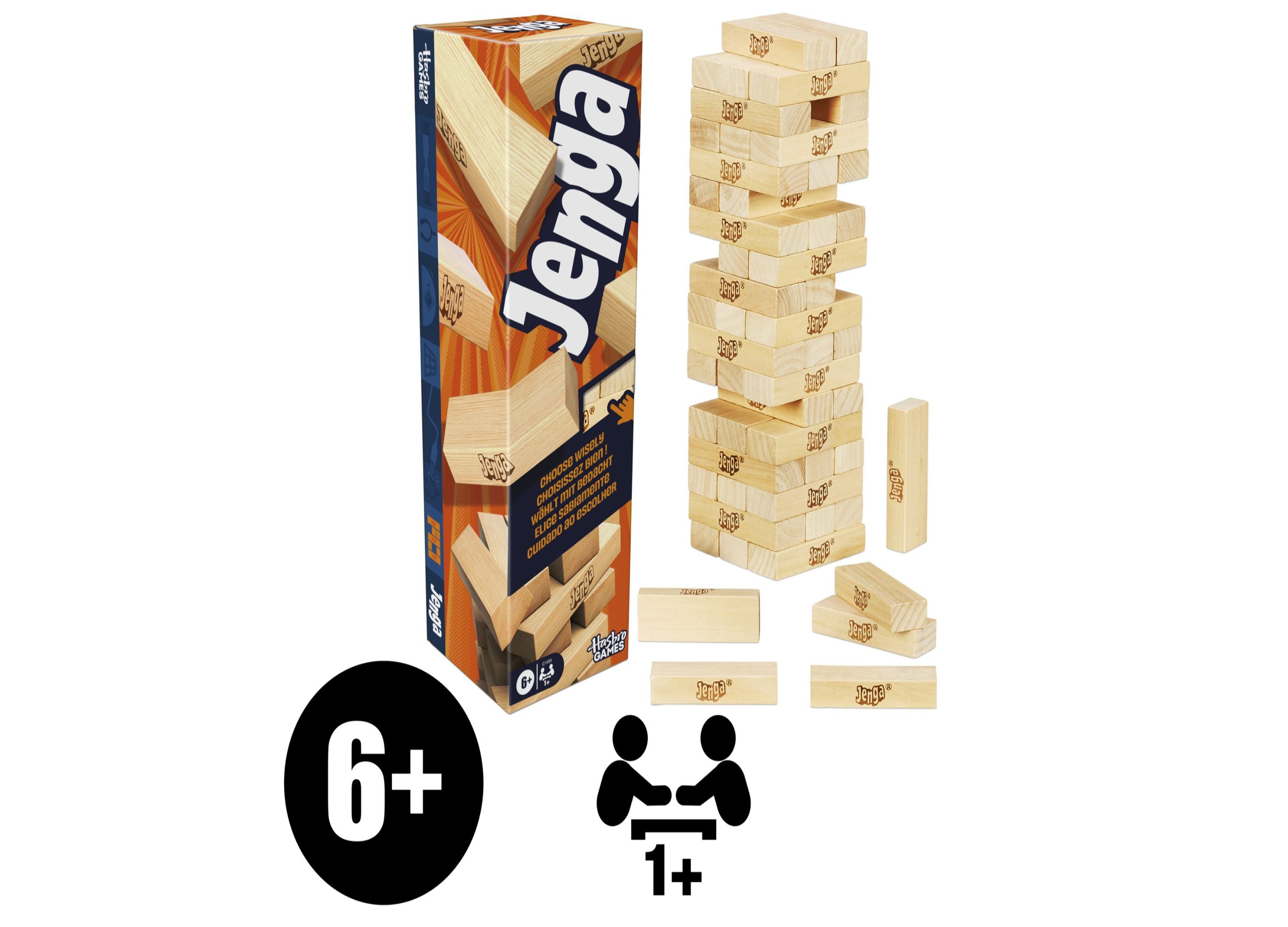 Hasbro Gaming Jenga Classic Hardwood Block Game