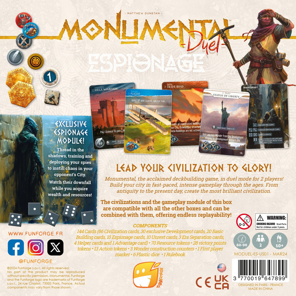 Alternative view of Funforge Monumental Duel - Espionage Deck-Building Game