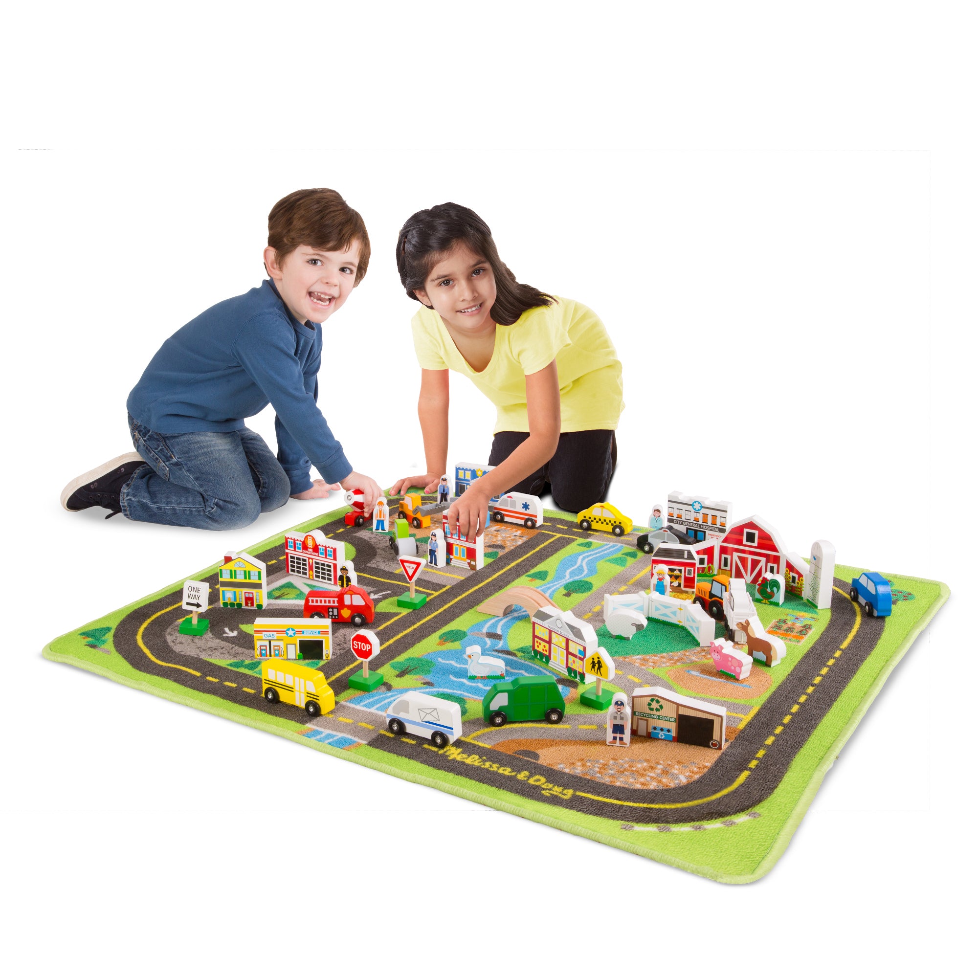 Alternative view of Melissa & Doug Deluxe Road Rug Play Set with Wooden Accessories