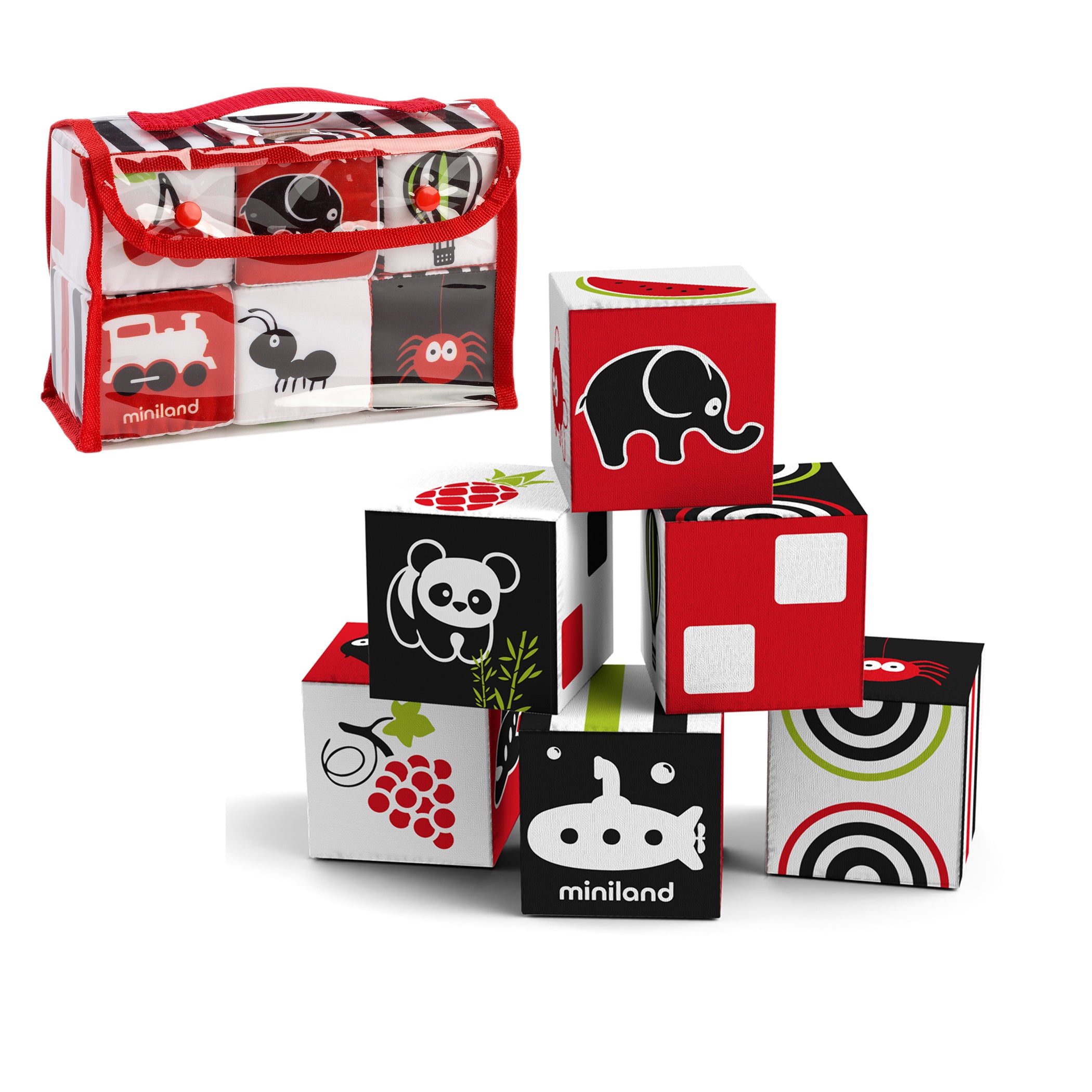Miniland Educational First Senses - 6 Soft Pattern Cubes Set - Image 3
