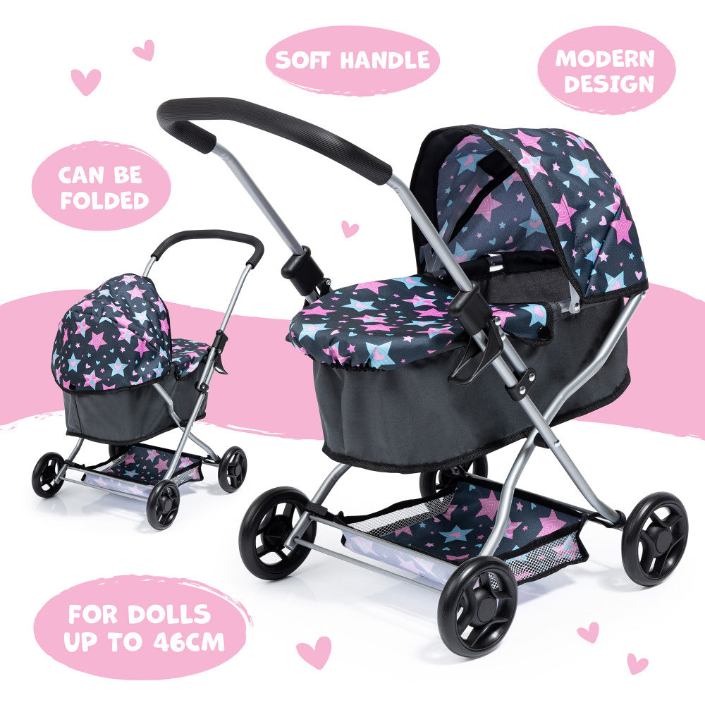 Alternative view of Bayer Design Starry Delight Doll Pram, Turquoise & Pink