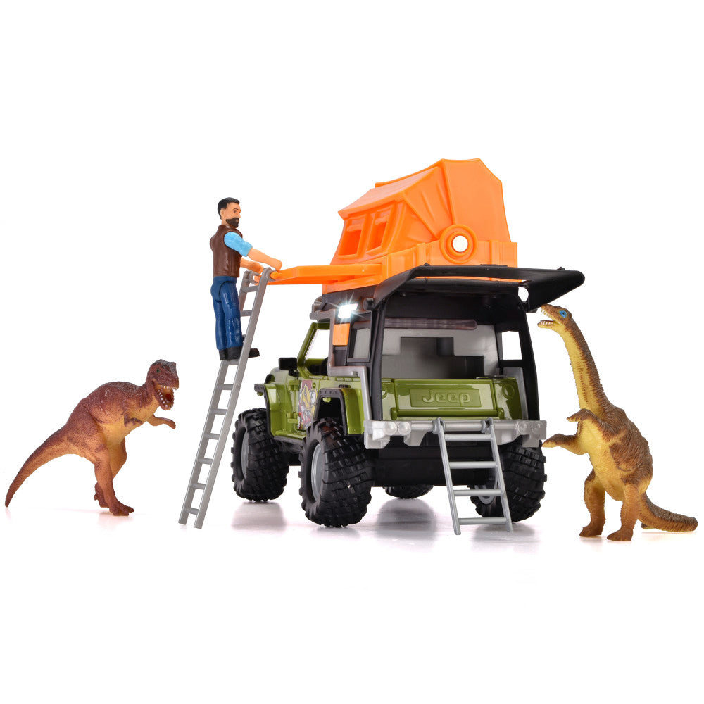 Dickie Toys Jeep Dino Camper Set - Dinosaur Transport Adventure, Green & Orange, Ages 3+ - Image 3