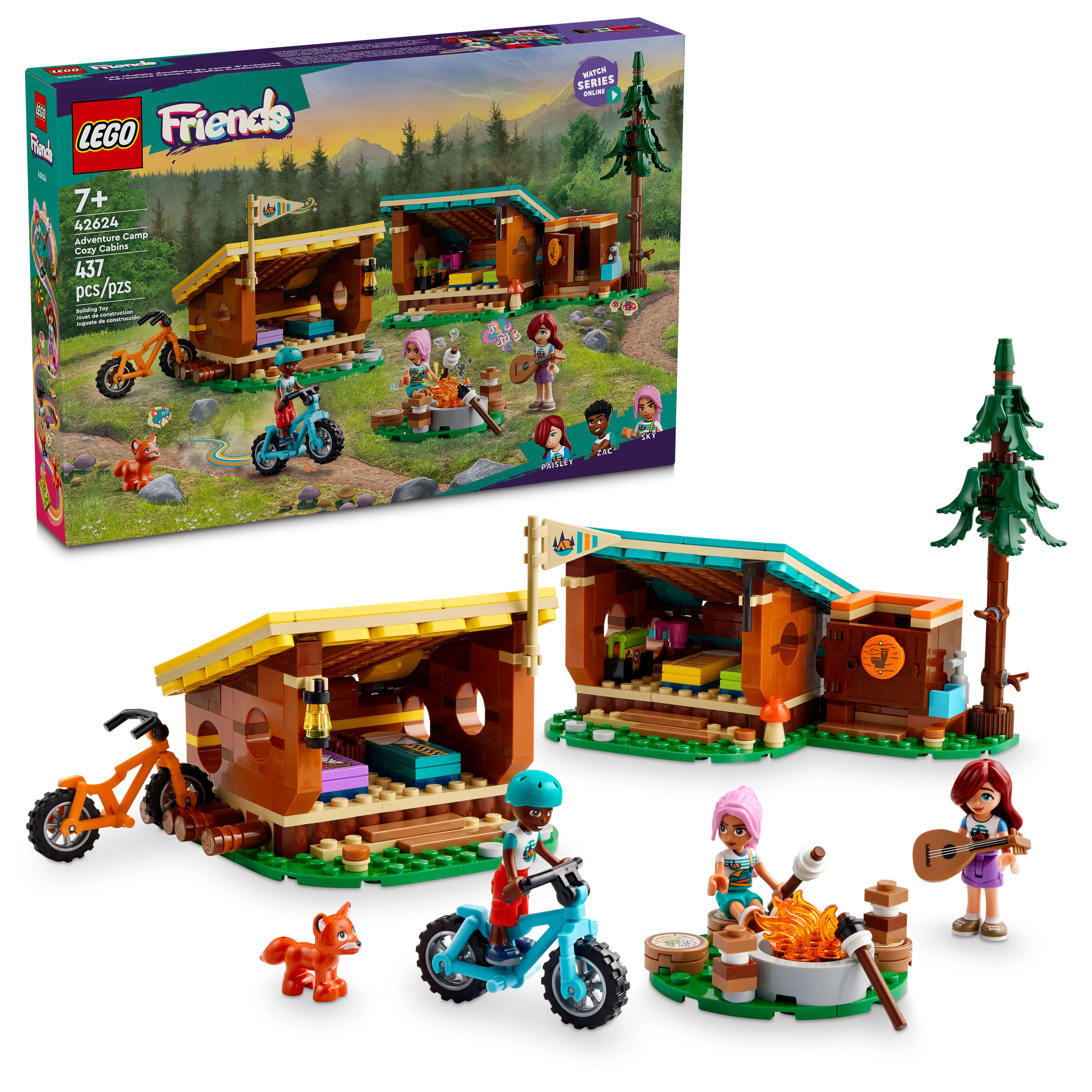 LEGO Friends Adventure Camp Cozy Cabins Camping Toy 437 Pieces - 42624
