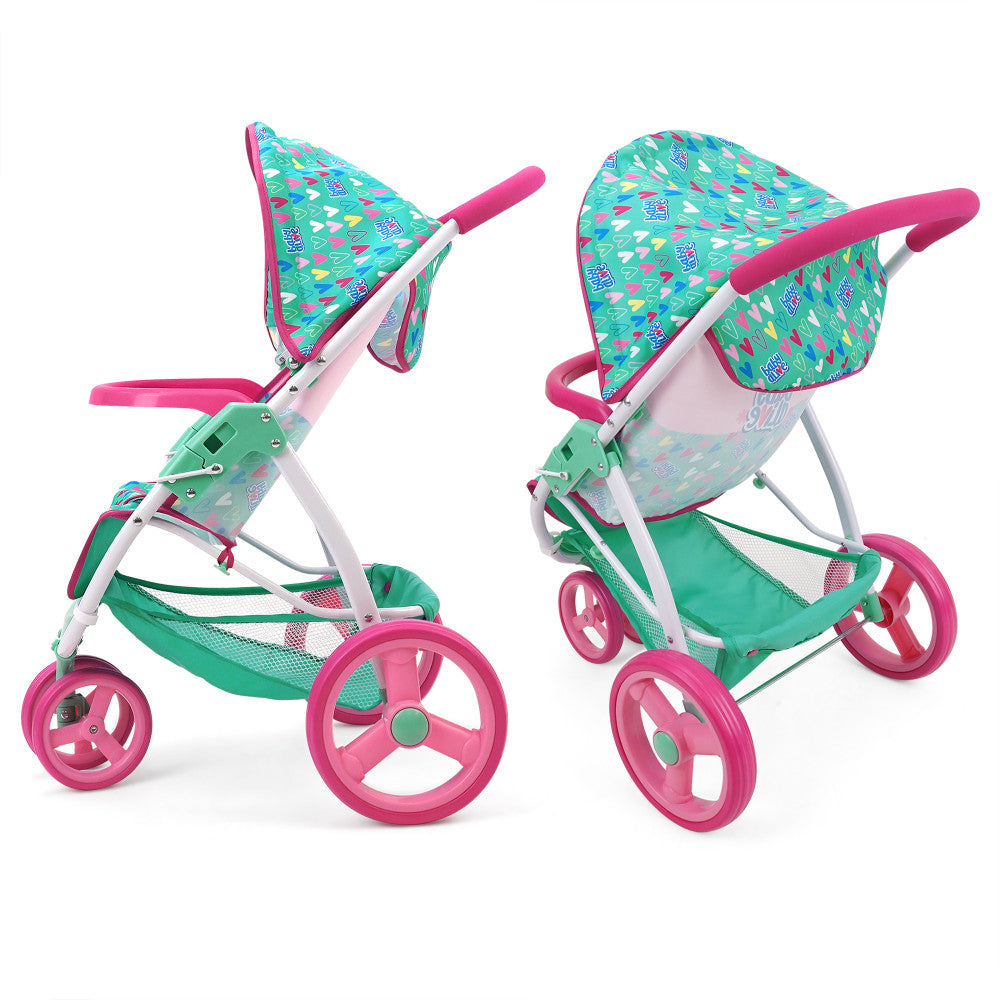 Baby Alive Heart-Themed Doll Jogging Stroller - Pink and Green Playset - Image 5