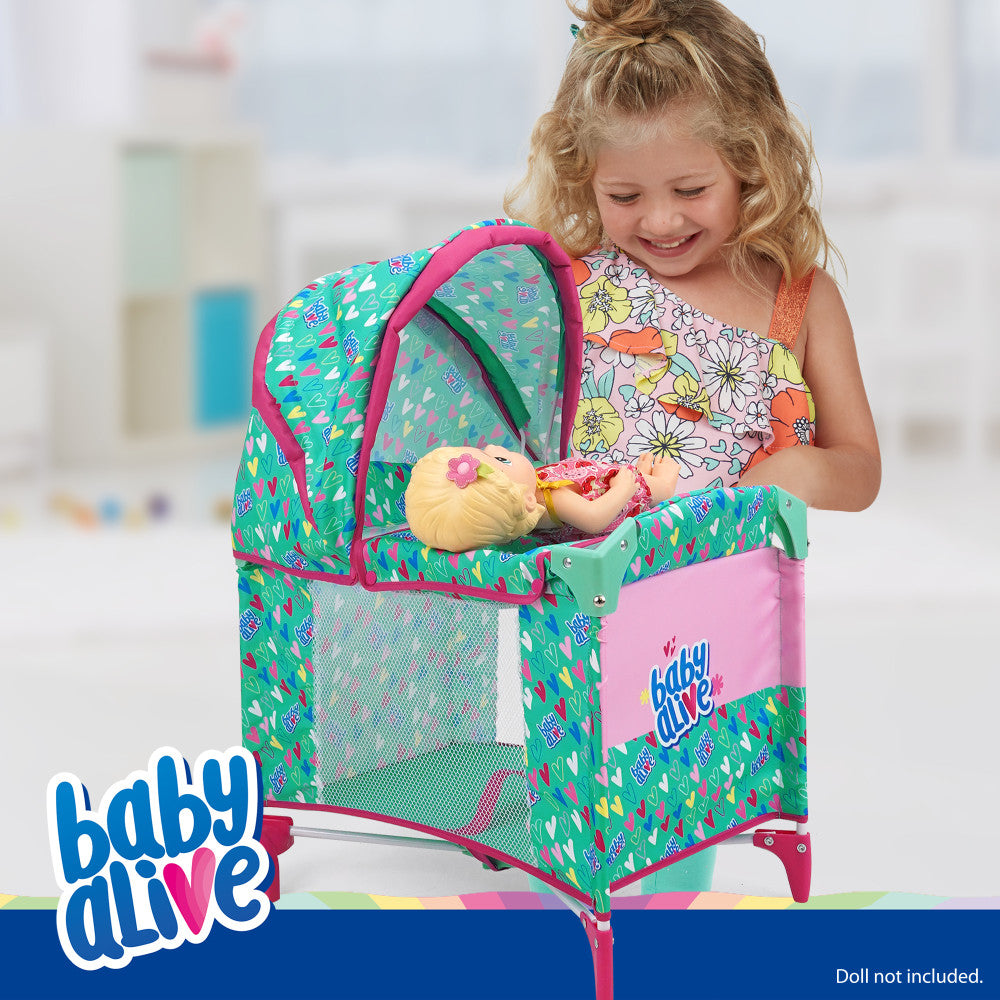Alternative view of Baby Alive Deluxe Doll Play Yard with Canopy, Green & Pink Hearts