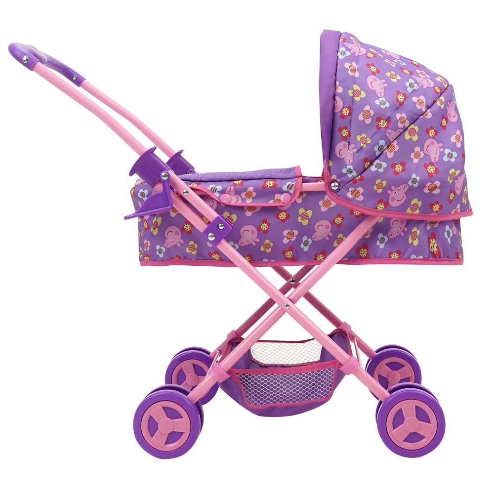Peppa Pig Floral Fantasy Doll Pram with Retractable Canopy - Purple, Pink - Image 5