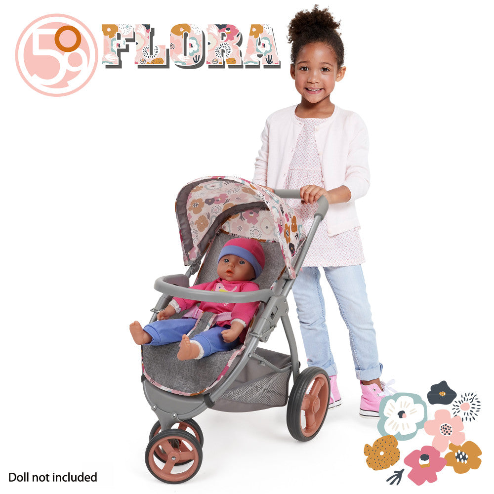 509 Crew Melange Flora Mabelle 3-Wheel Doll Jogger Stroller, Ages 3+ - Image 6