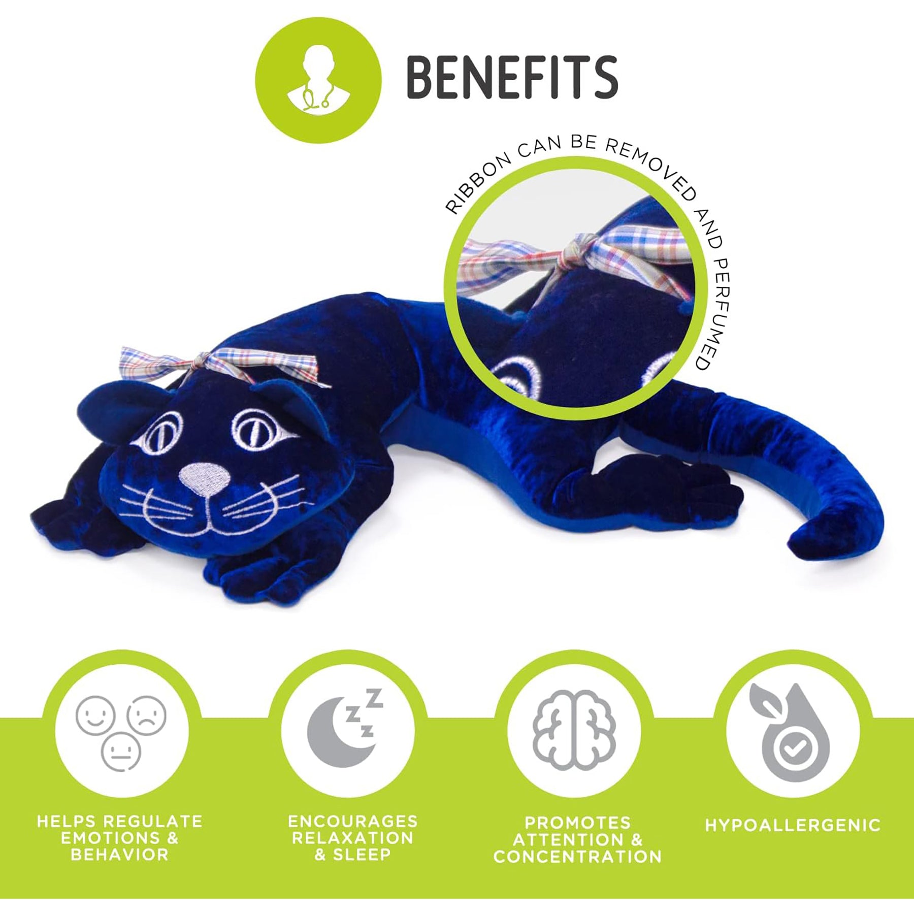 Alternative view of Manimo Soothing Weighted Cat Plush, 2.2 lb - Calming Companion