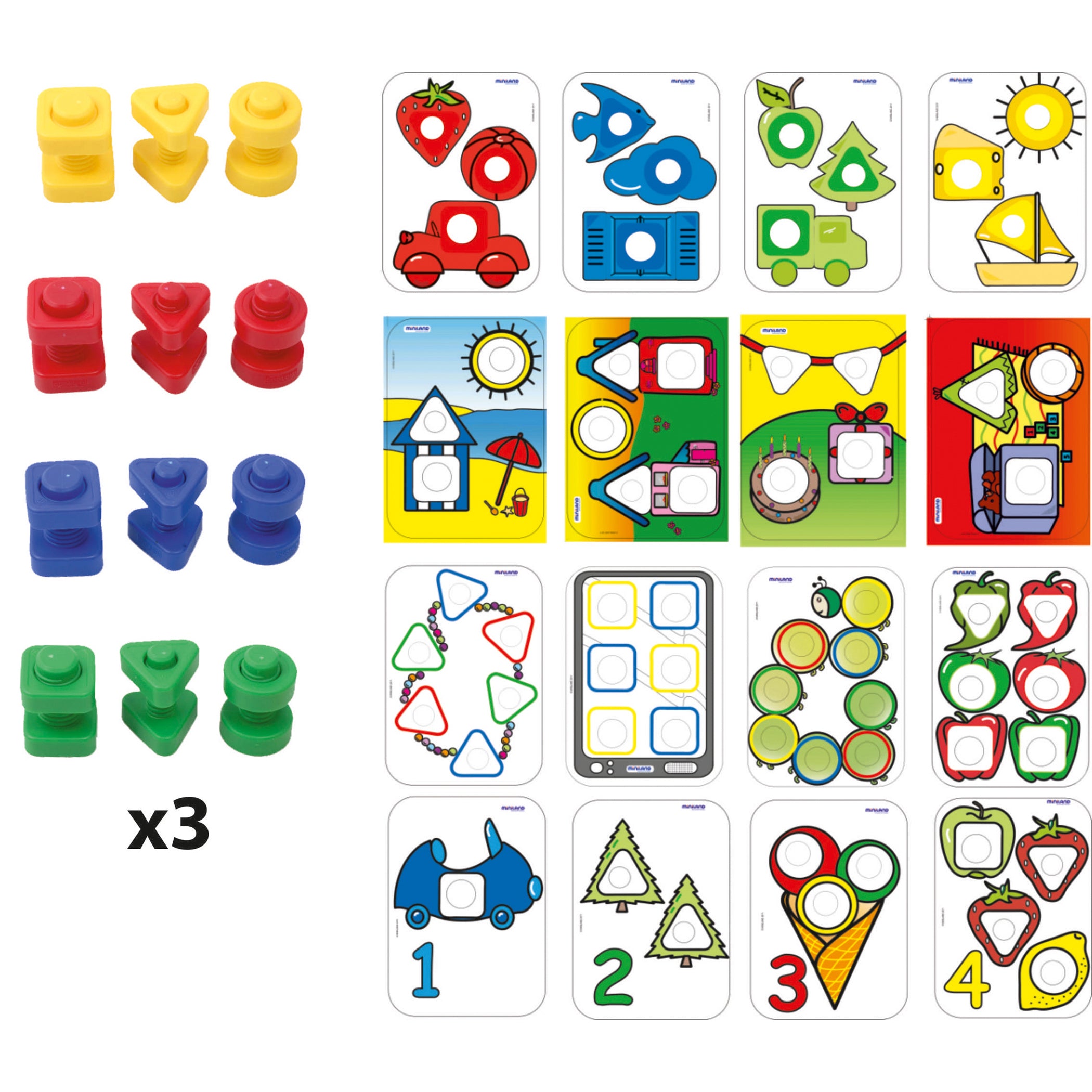 Alternative view of Miniland Educational Nuts & Bolts Activity Set - Colorful Learning Toy - 88 Pieces