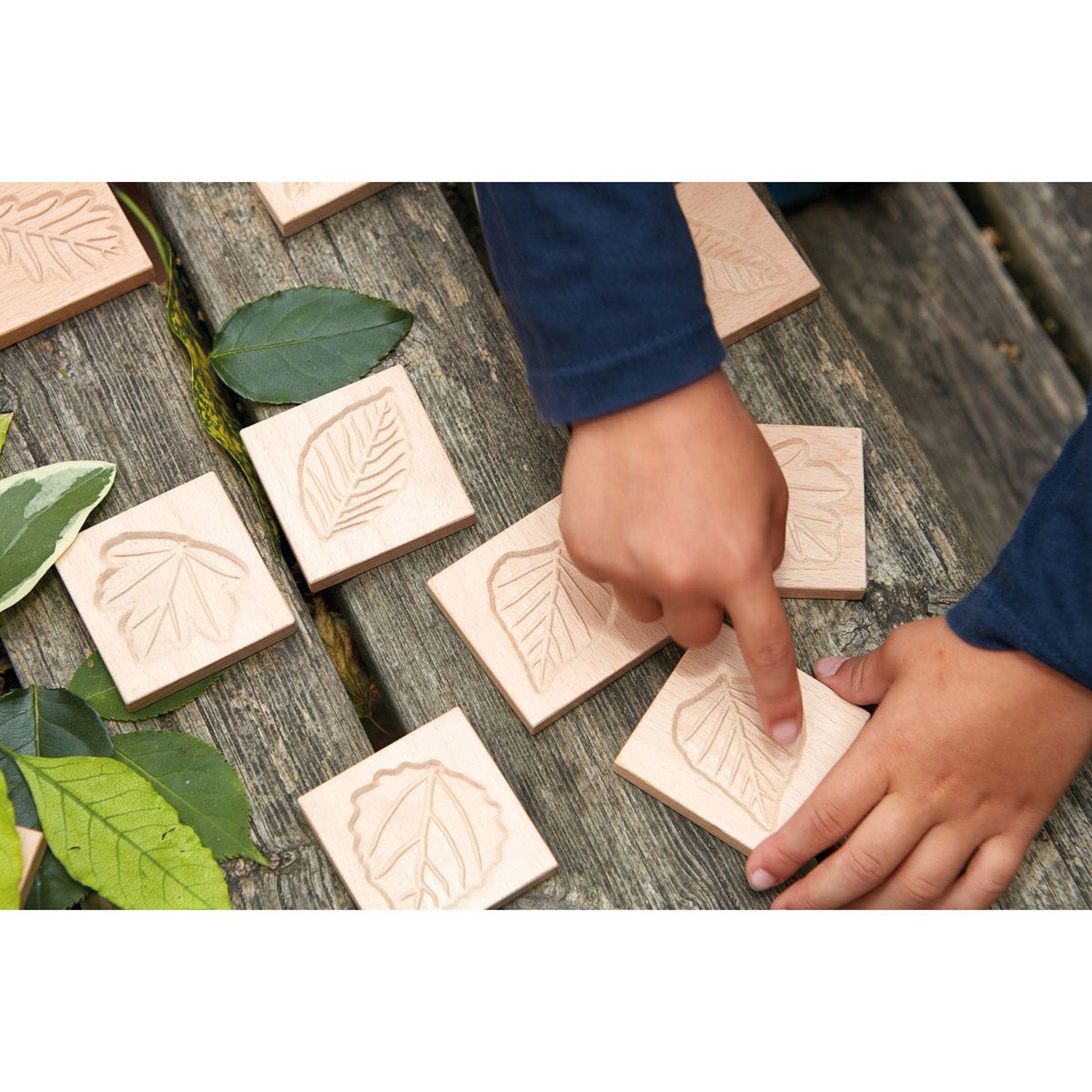 Alternative view of Yellow Door Match Me Sensory Leaf Tiles - Educational Wooden Set - 12 Pieces