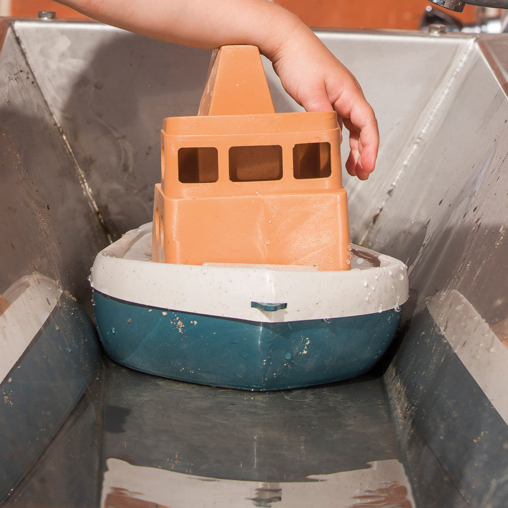Dantoy BIO Tuff Tuff Boat - Eco-Friendly Toy Tug Boat in Peach & Blue - Image 3