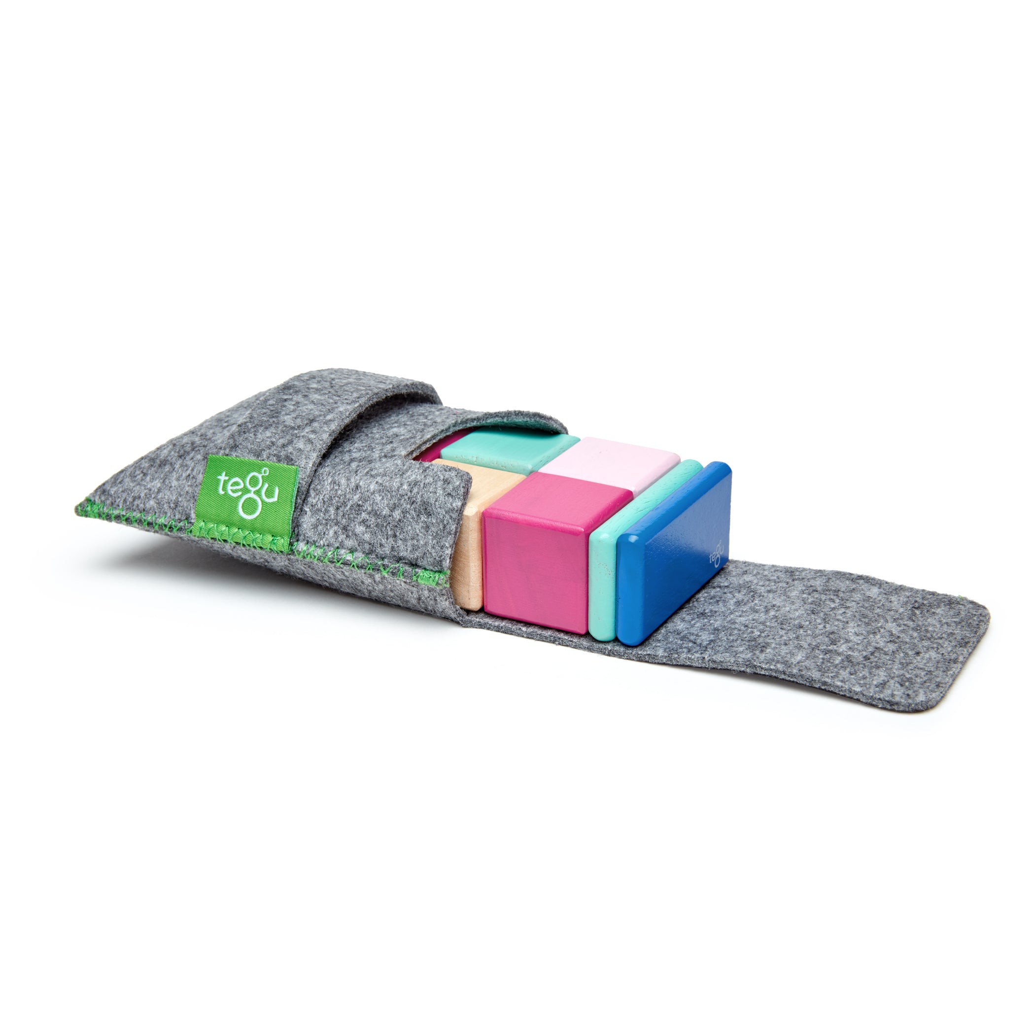 Alternative view of Tegu Magnetic Wooden Blocks, 8-Piece Pocket Pouch - Blossom
