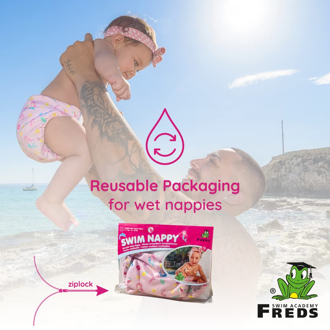 FREDS SWIM ACADEMY Pink Swim Nappy - Eco-Friendly Reusable Pool Diaper for Toddlers, Size 2 - Image 4